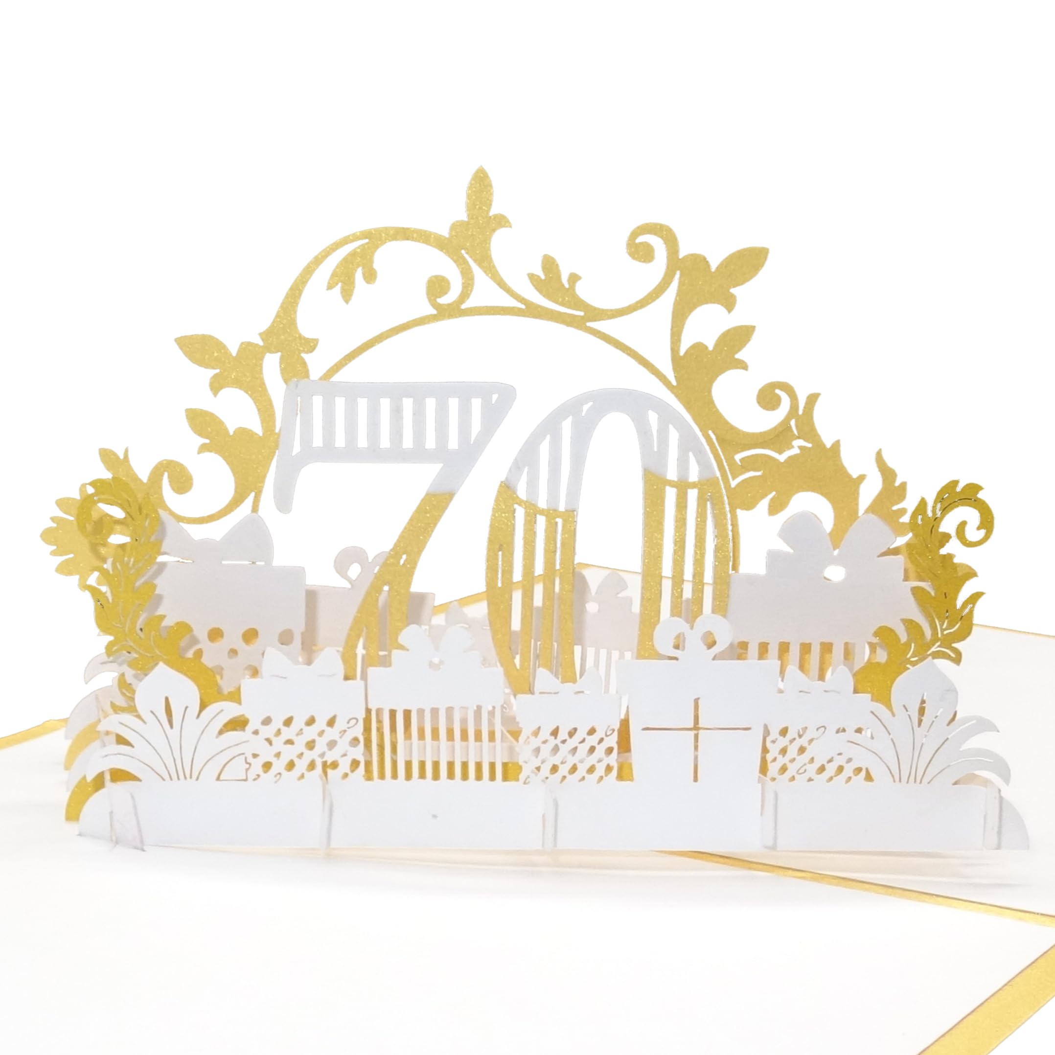 Biglietto Pop-Up 3D Per 70° Compleanno - Con Fiori, Incluso Messaggio Personale E Busta, Regalo Ideale