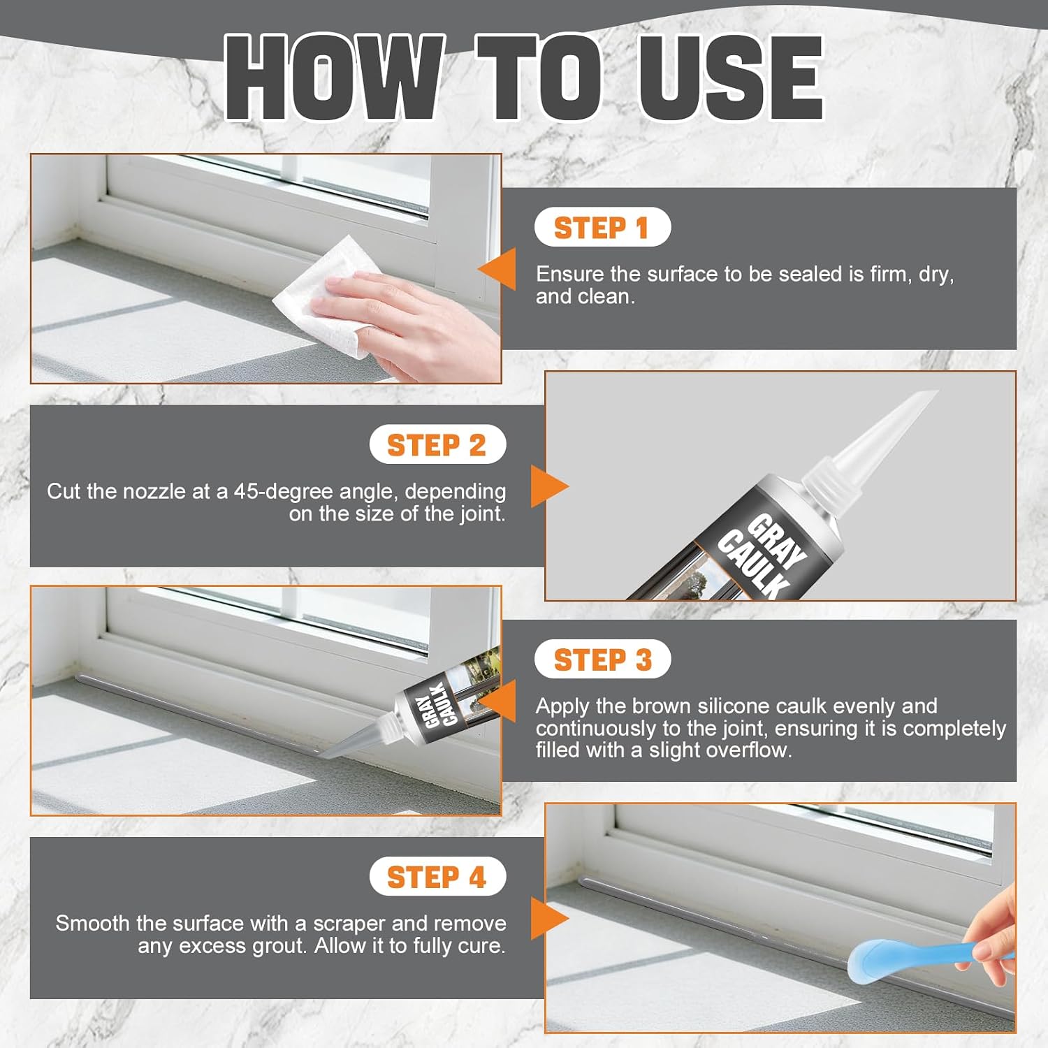 Gray Caulk, Gray Silicone Caulk Grey Caulk Grey Caulking Waterproof Strong Elastic Adhesive Durable Excellent Sealing Ability for Bathrooms Kitchen Sinks Doors and Windows, 100ml