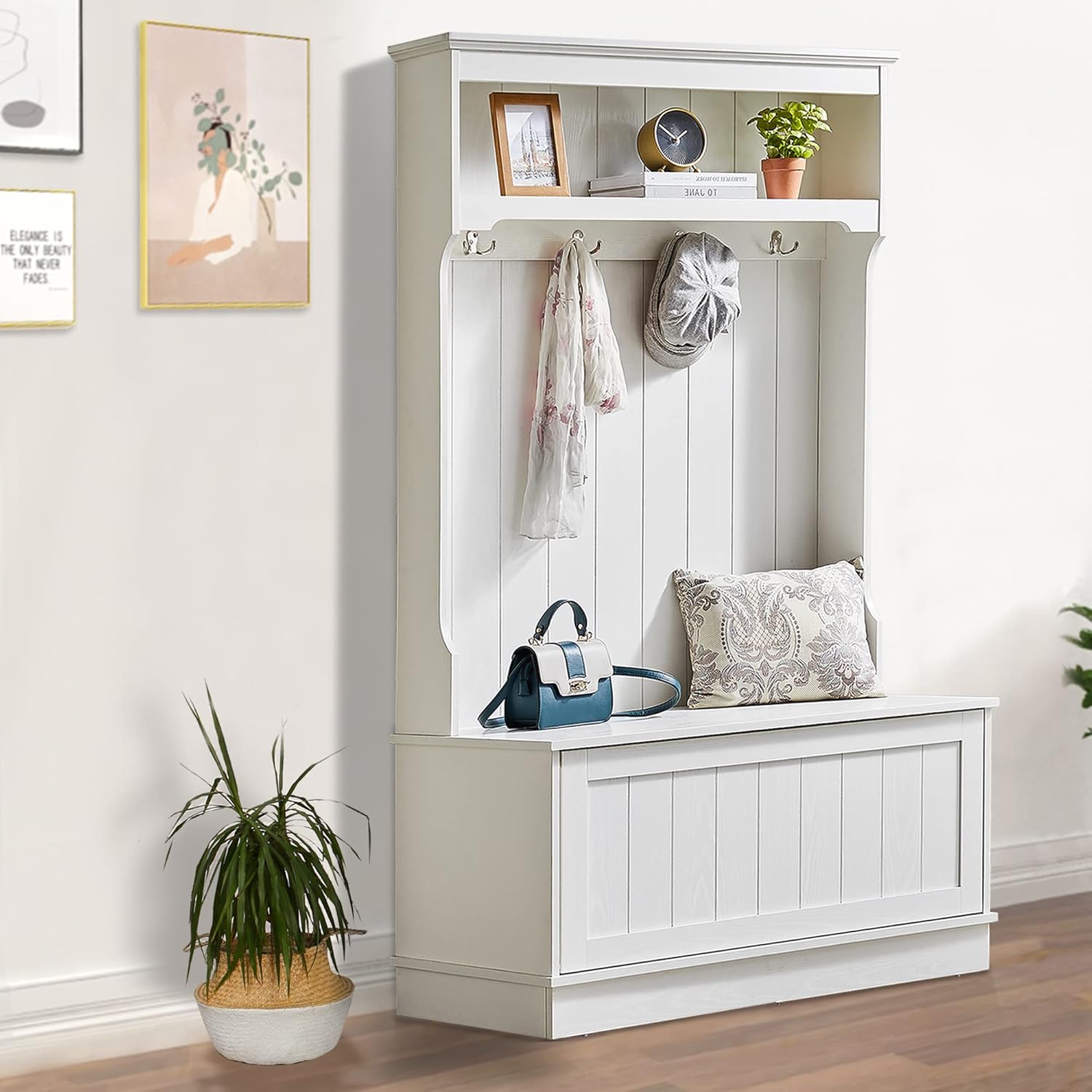 Buy GOOD & GRACIOUS Hall Tree Entryway Coat Rack with Storage Bench