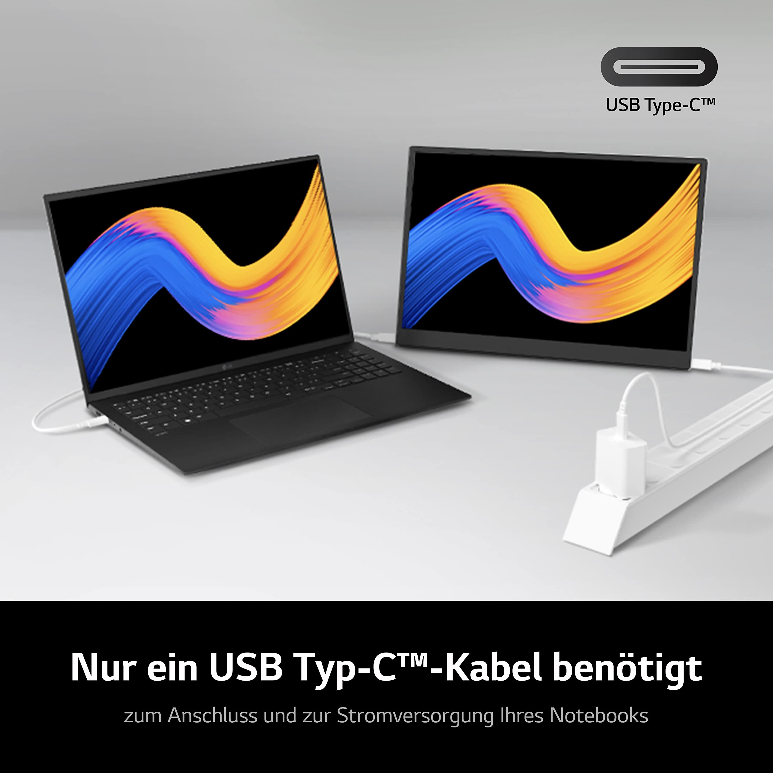 LG gram +View 16MR70, 16 Zoll +View gram Portable Monitor, mit USB Typ-C, 45 W Power Delivery