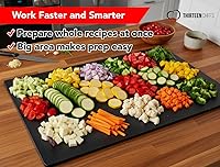 Vista 3 de Thirteen Chefs Tabla de cortar extra grande de 30 x 18 para pescado, carne, barbacoa, plástico negro de 1/2 pulgada de grosor, polietileno HDPP