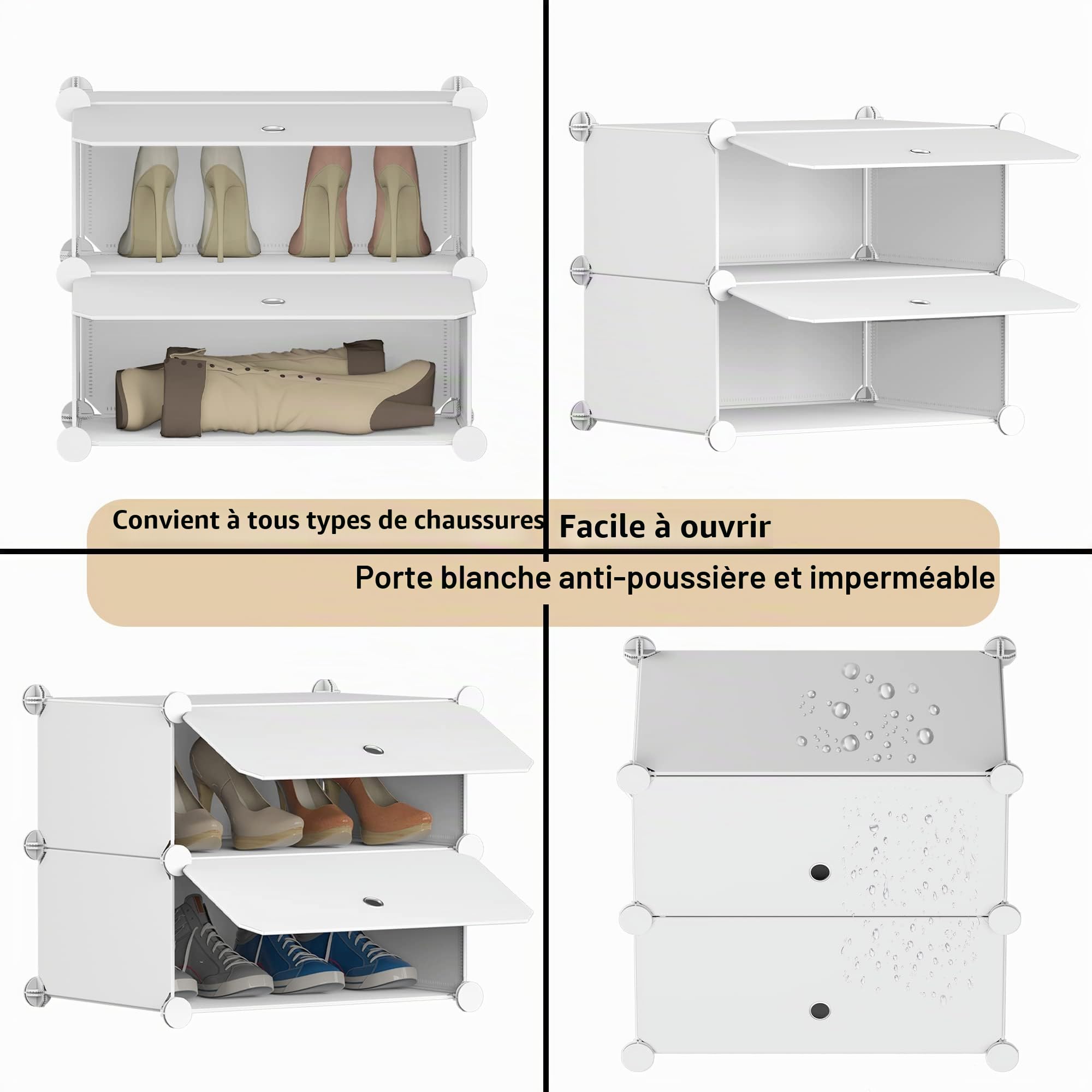 HOMIDEC Meuble Chaussure, 10 Niveaux Meuble à Chaussure pour 20 Paires, Rangement Chaussure Meuble Chaussure Entree pour Entrées, Chambres et Couloirs, Blanc