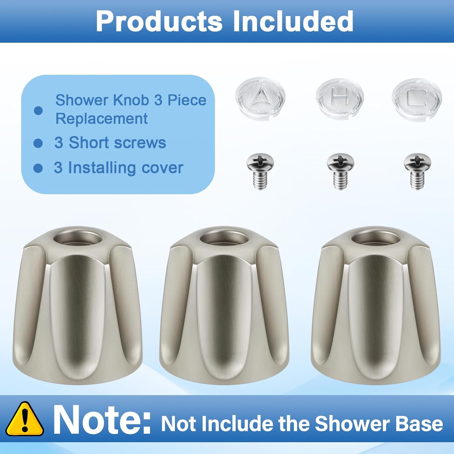 Metal Shower Knobs 3 Piece Replacement, Compatible with Price Pfister Verve and Bathtub Shower Faucet Handle, Shower Knobs Include Hot/Cold/Diverter and 3 Screws (Brushed Nickel)