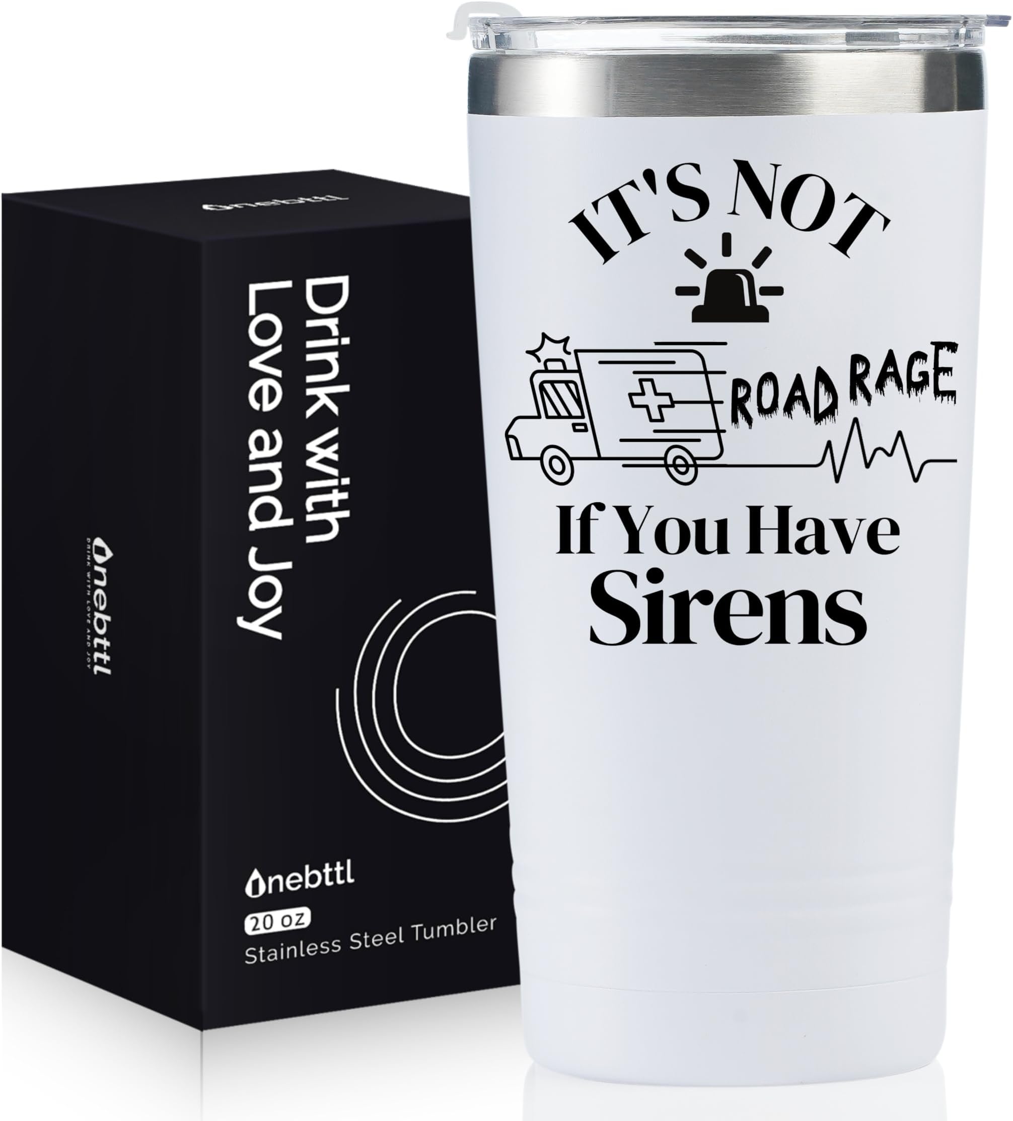 OnebttlFunny Paramedic Gifts, Gifts for EMT and EMS on National Emergency Medical Technician Day and International Paramedics Day, Stainless Steel Insulated Tumbler - It's not a road rage