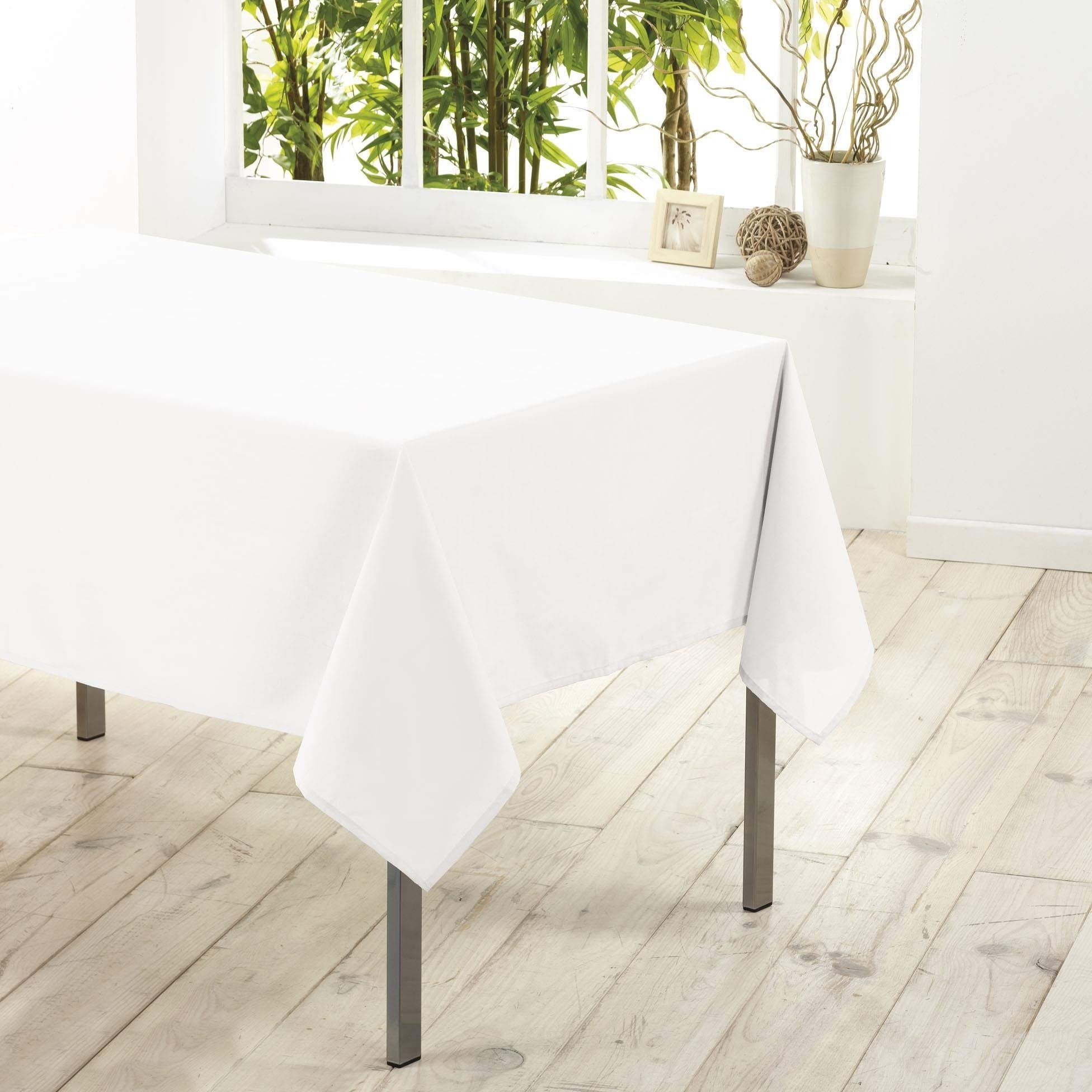 Douceur d'intérieur - 1720206, Tischdecke Rechteckige, 140 X 250 cm, Essentiel, Polyester Unifarben, Weiss, Weiß