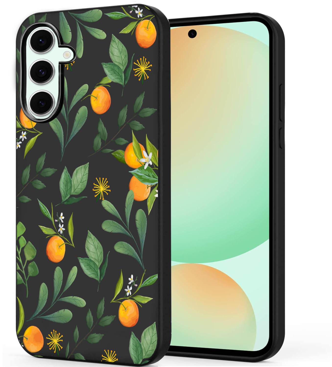 Unov Case Compatible with Galaxy S24 FE 5G Case with Design Soft TPU Shock Absorption Slim Embossed Pattern Protective (Citrus Flavors)