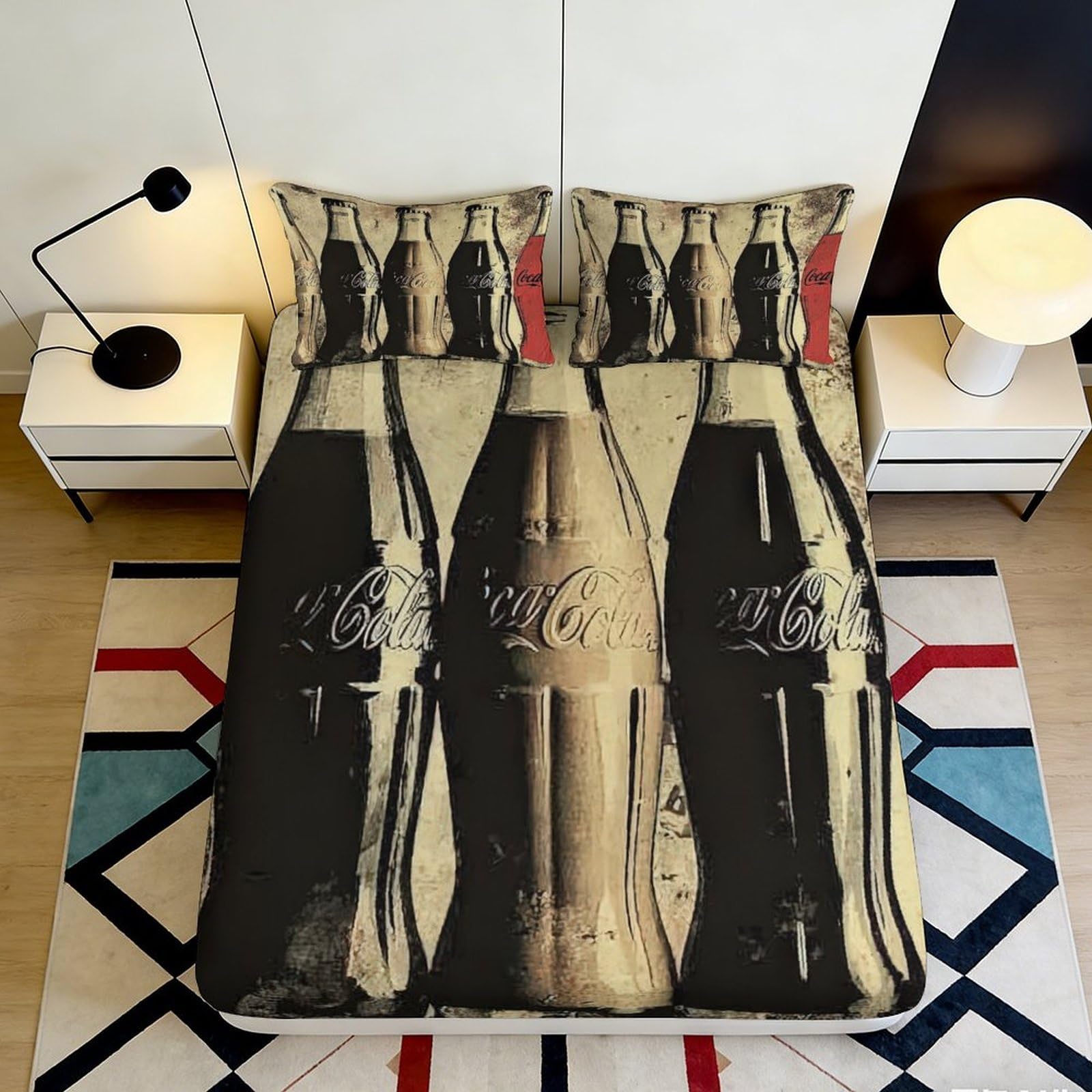 Kzqjxnhpcr Style-10 3D Printed Vintage Bottle Fitted Sheet Microfiber Deep Pocket Non-Slip For Bedroom Vintage Bottle Mattress Fitted Cover 90X200x25cm 90X200x25cm