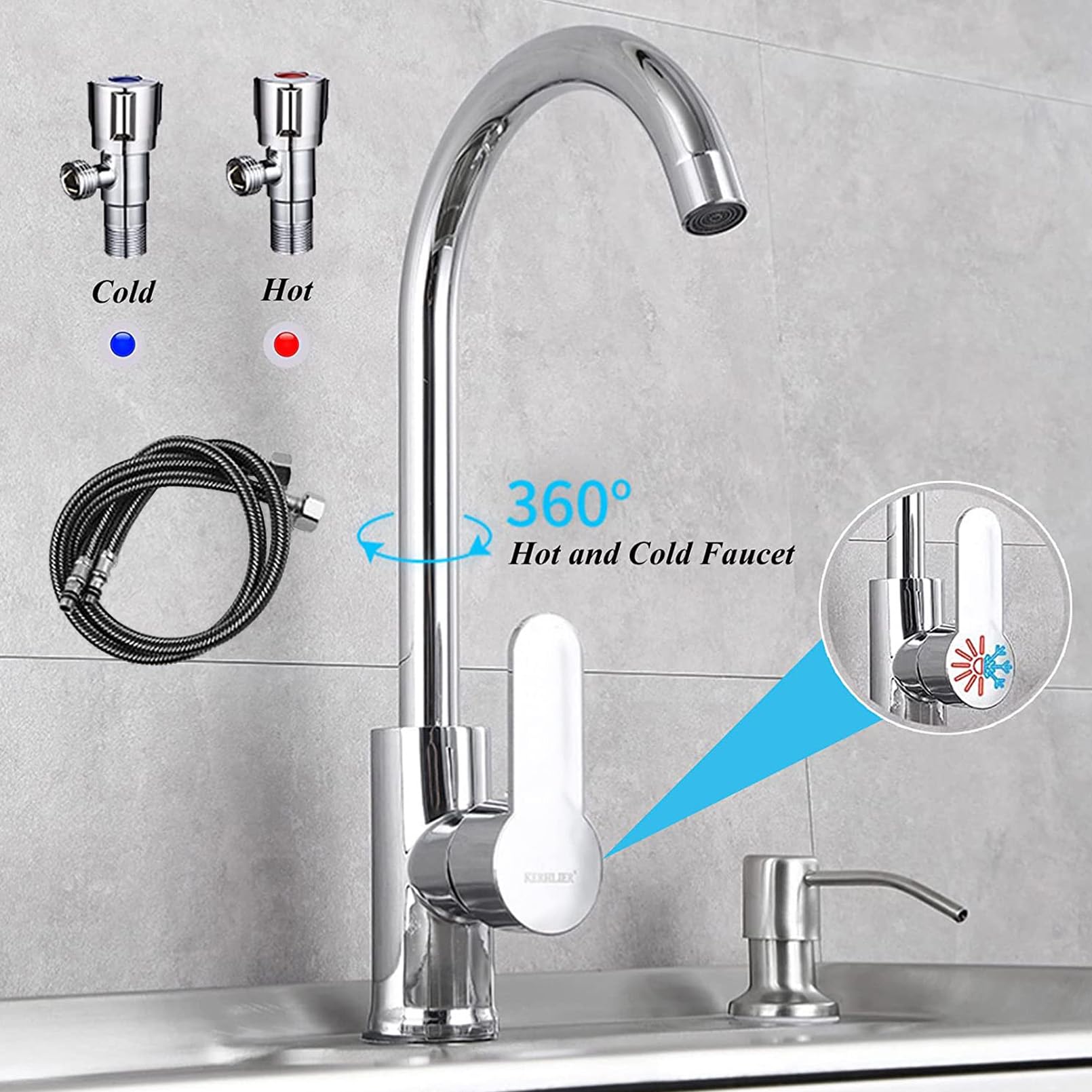 Fregadero utilitario de Acero Inoxidable de un Solo Seno, estación de Lavado de Manos Independiente para Exteriores, jardín, restaurantes y Uso Comercial, con Sistema antidesbordam