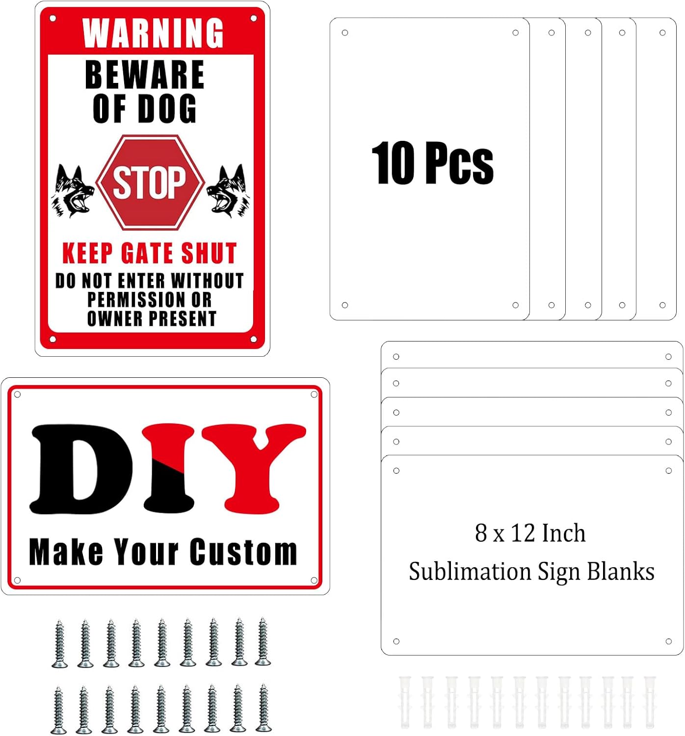 10 Pcs Sublimation Metal Sign Blanks 11x14 Inch, Aluminum Sublimation Yard Sign Metal Photo Blanks with Holes Screws DIY Sign Photo for Outdoor Indoor Garden Yard (Thick 0.45mm)