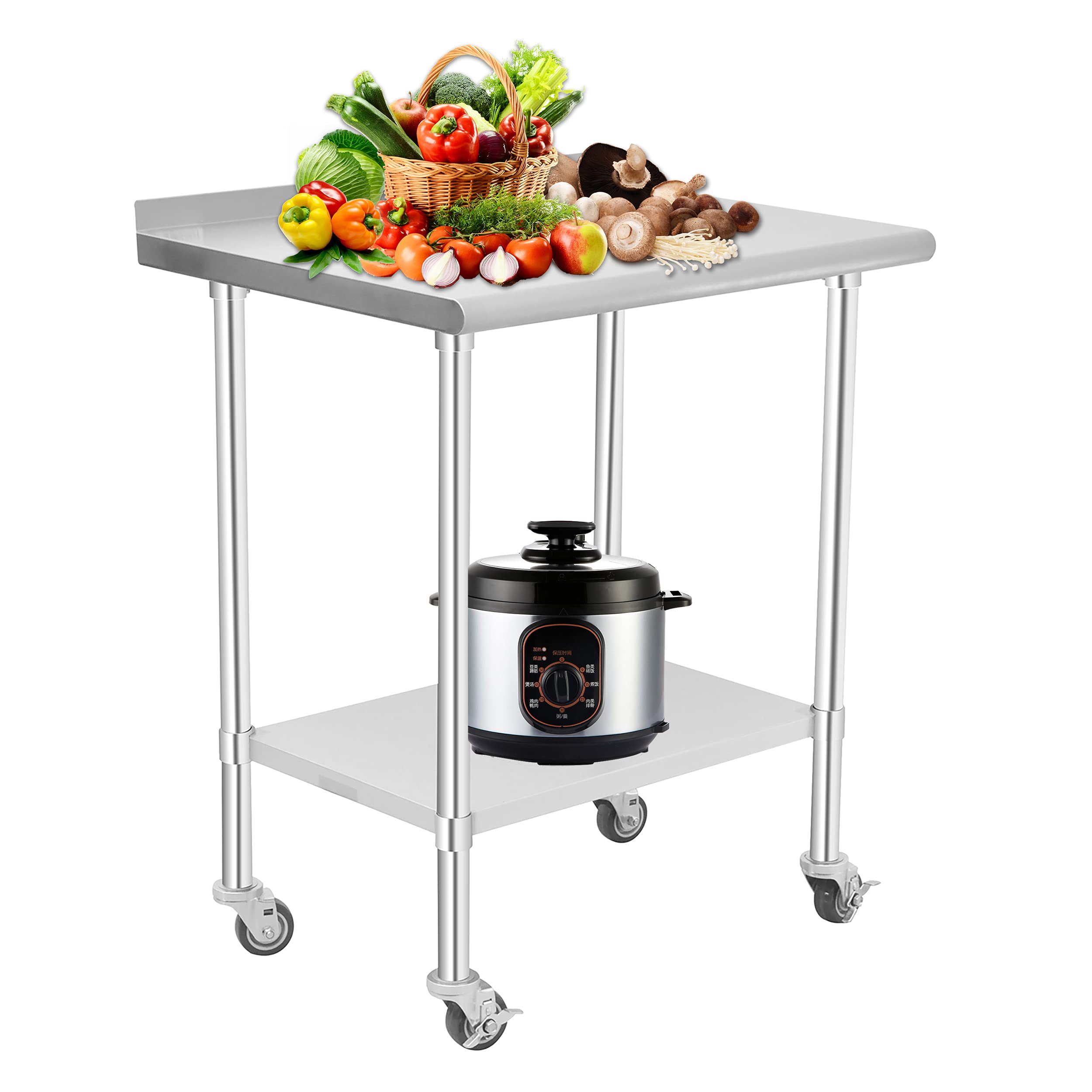 Buy HOCCOT Stainless Steel Prep & Work Table with Adjustable Shelf