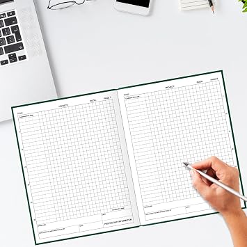 Engineering Notebook/Engineer Graph Paper Notebook - (.25 Grid Format), Lab Notebook Quad Ruled Book with Grid Pages: Table of Contents for Chemistry, Physics, Biology, 8 x 10, Green