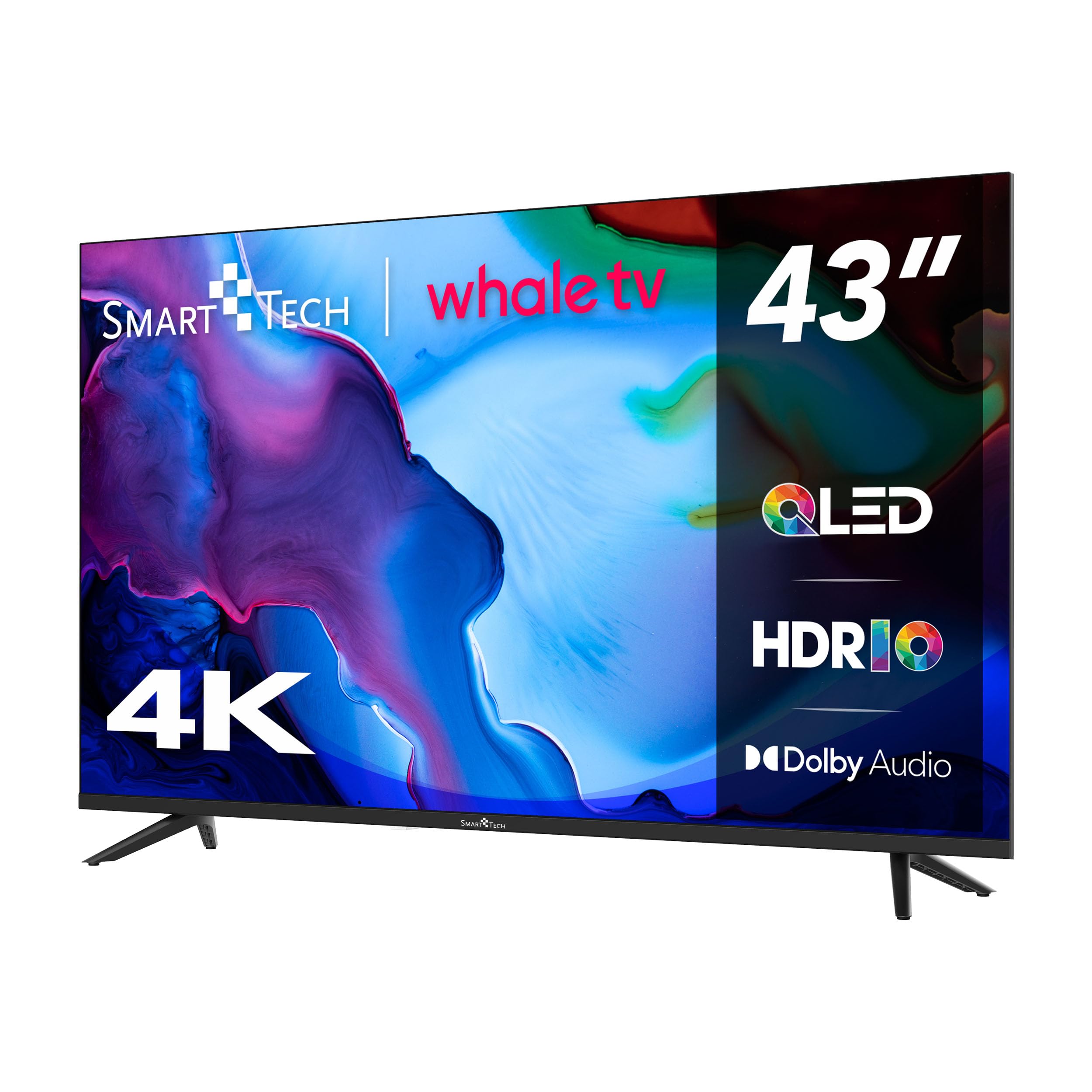 Smart Tech 43QH02V 43" UHD QLED Smart TV YouTube, Netflix, Prime Video, Disney+, Whale TV