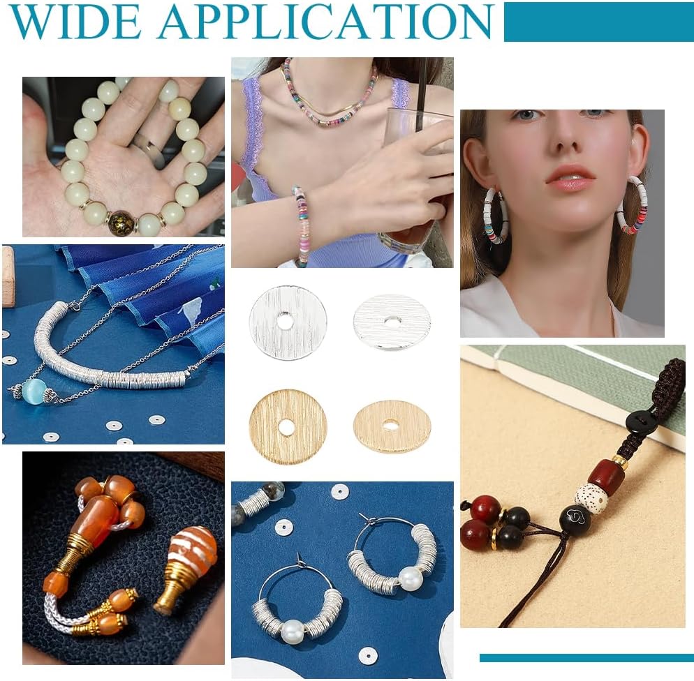 PH PandaHall 300pcs Heishi Spacer Beads 6mm Brass Disc Beads Gold Silver Flat Round Spacers Loose Bead for Clay Bead Stackable Necklace Bracelet Jewelry Making - Image 6