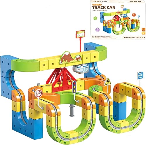 klick Rail - Juego de tren eléctrico de carril, juguetes mágicos de coche, 125 piezas, juegos de pistas de cubo de automóvil, conducción 125