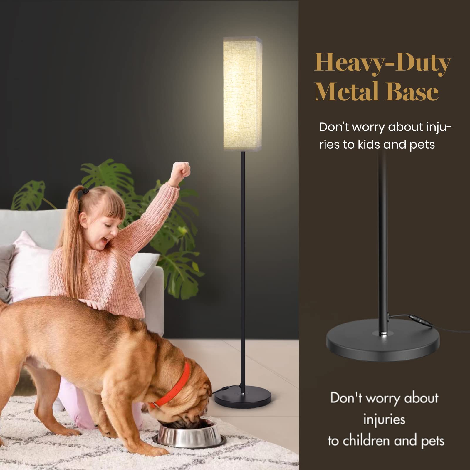 Lámpara de pie para dormitorio, sala de estar, oficina, con control remoto, moderna sala de estar, LED, temperatura de 4 colores y atenuador continuo, lámpara elegante de pie 3000k-7000k 8