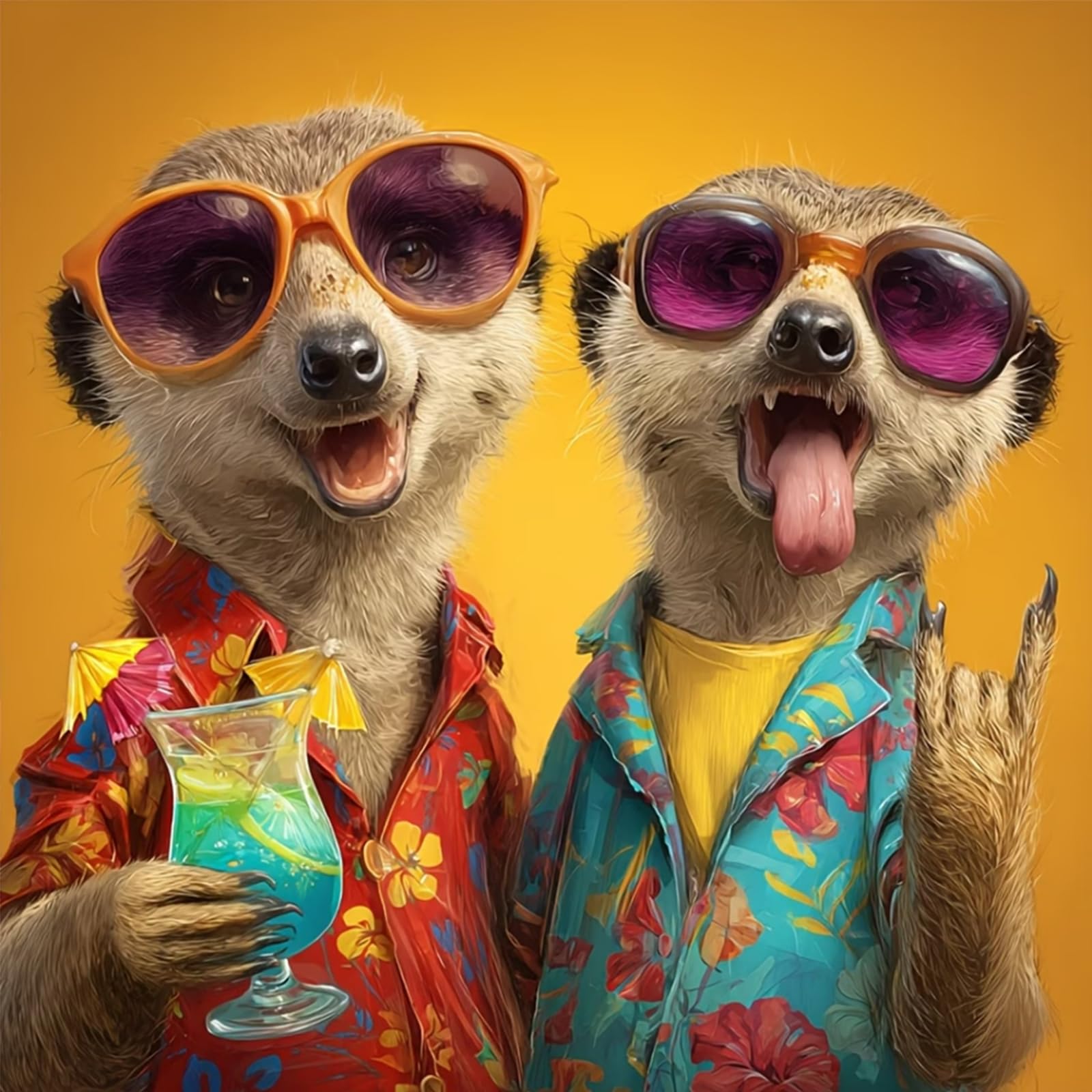 Poetrydraw Meerkats Full Diy 5D Round Drill Diamond Art Painting Kits For Adults/Beginners Gift Idea Home Decor Diamond Art Paintings Picture Arts Craft 40X40cm (Meerkats)