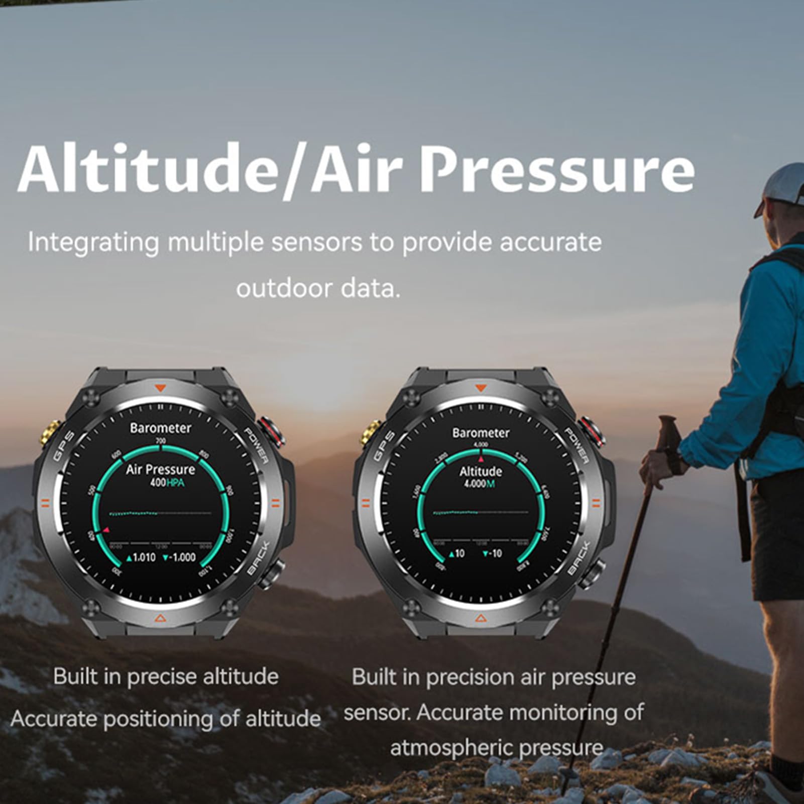 Annadue Smart Watch per Esterni con Bussola GPS Integrata, 100 modalità Sportive, Impermeabile, Schermo IPS da 1,45 Pollici, Batteria a Lunga Durata da 650 MAh (BLACK)