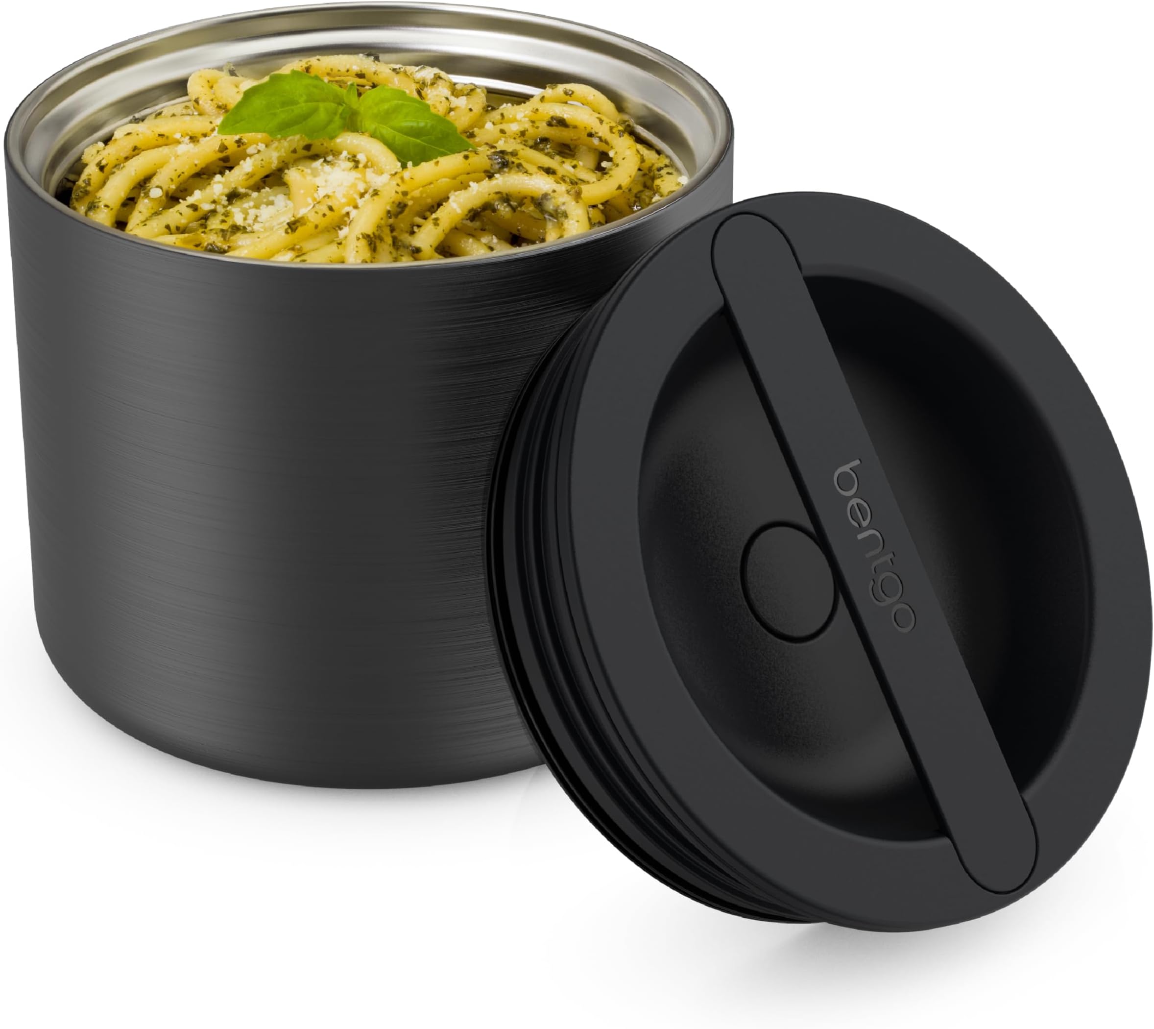 Stainless Insulated Food Container - Triple Layer Insulation, Leak-Proof Lid, Wide Mouth Design - Sustainable 2.4 Cup Capacity - Carbon Black