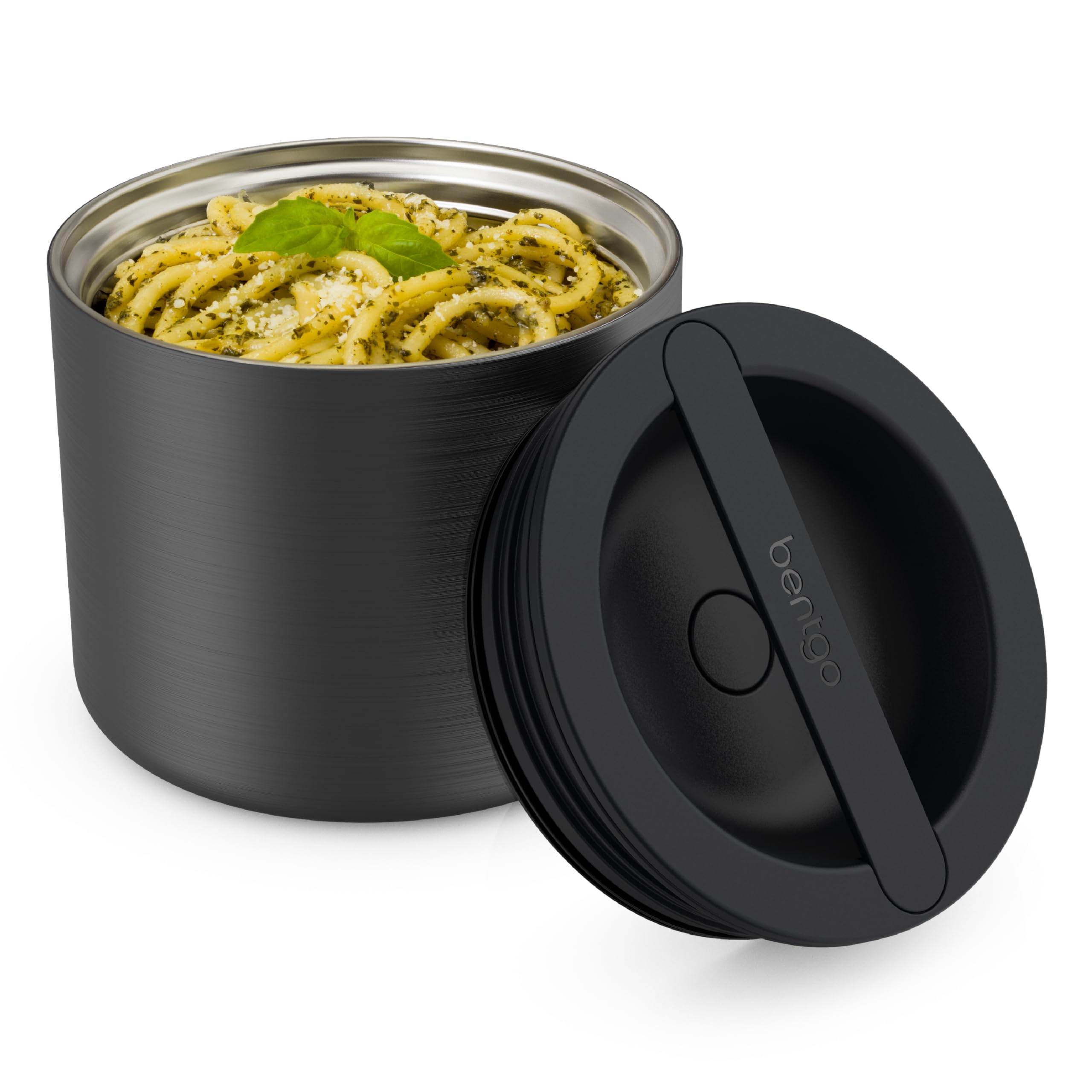 Bentgo® Stainless Insulated Food Container - Triple Layer Insulation, Leak-Proof Lid, Wide Mouth Design - Sustainable 2.4 Cup Capacity - Carbon Black