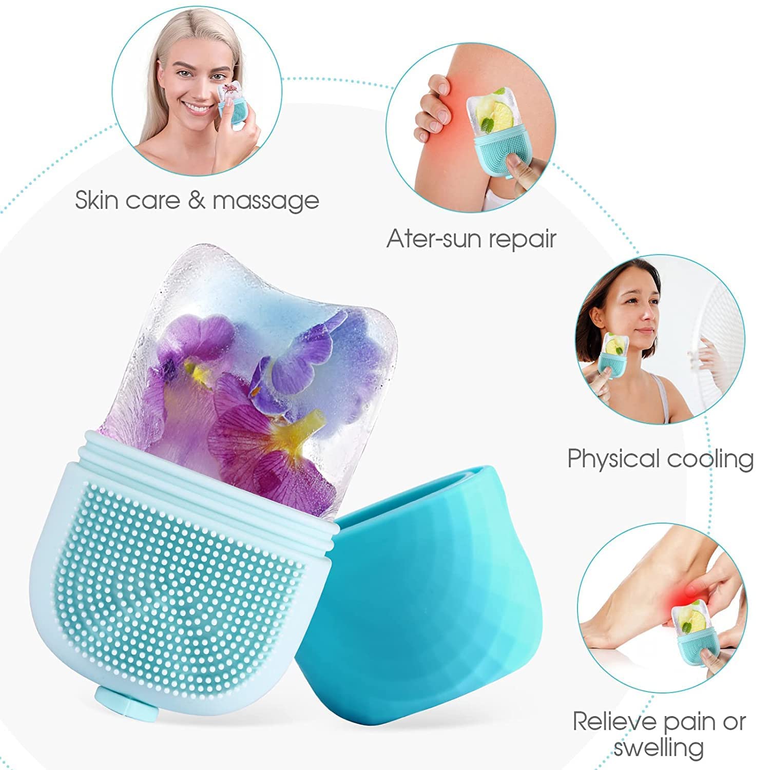 Moxstar Ice Roller For Face Eyes and Neck To Brighten Skin & Enhance Your Natural Glow, Face Ice Roller with Face Scrubber (Multi colour) 1