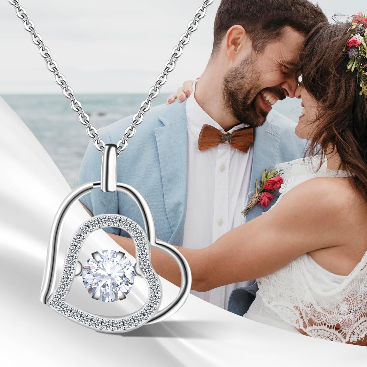 S925 Sterling Silver Necklaces for Women,Double Heart Pendant Necklace for Her,Love Pendant for Women, Adjustable Chocker Necklace, Silver Jewelry Set for Mom - Image 6