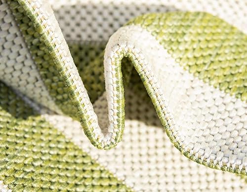 Miniatura 7 de Unique Loom Outdoor Collection - Alfombra de transición para interiores y exteriores, diseño de rayas clásicas, 8 pies x 11 pies, verdemarfil