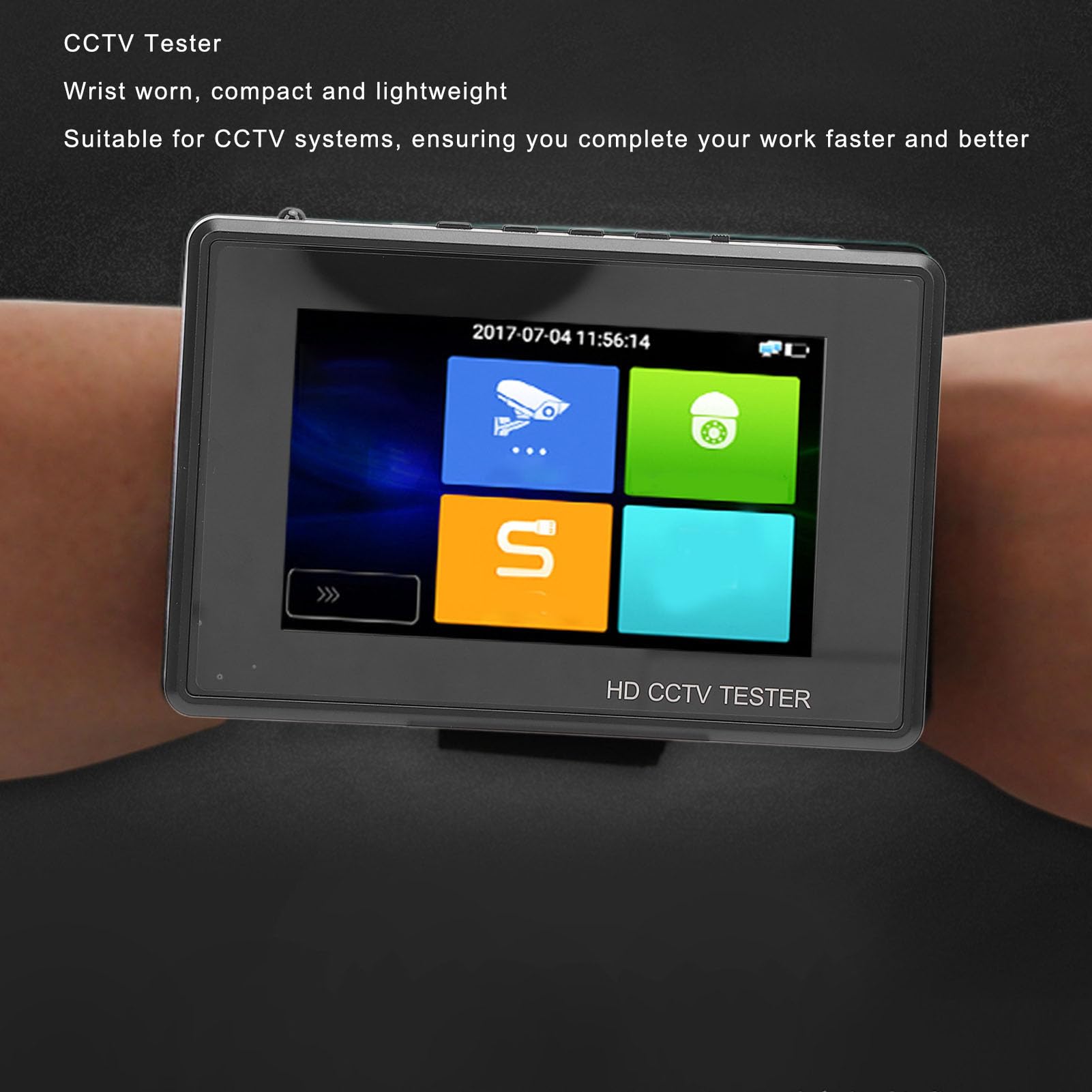 Fafeicy Testeur de Vidéosurveillance au Poignet, écran Tactile IPS Transparent de 4 Pouces, Appareil de Test de Caméra Portable avec Batterie Longue Durée et Sortie PoE, pour la (Prise UE 100 à 240V)