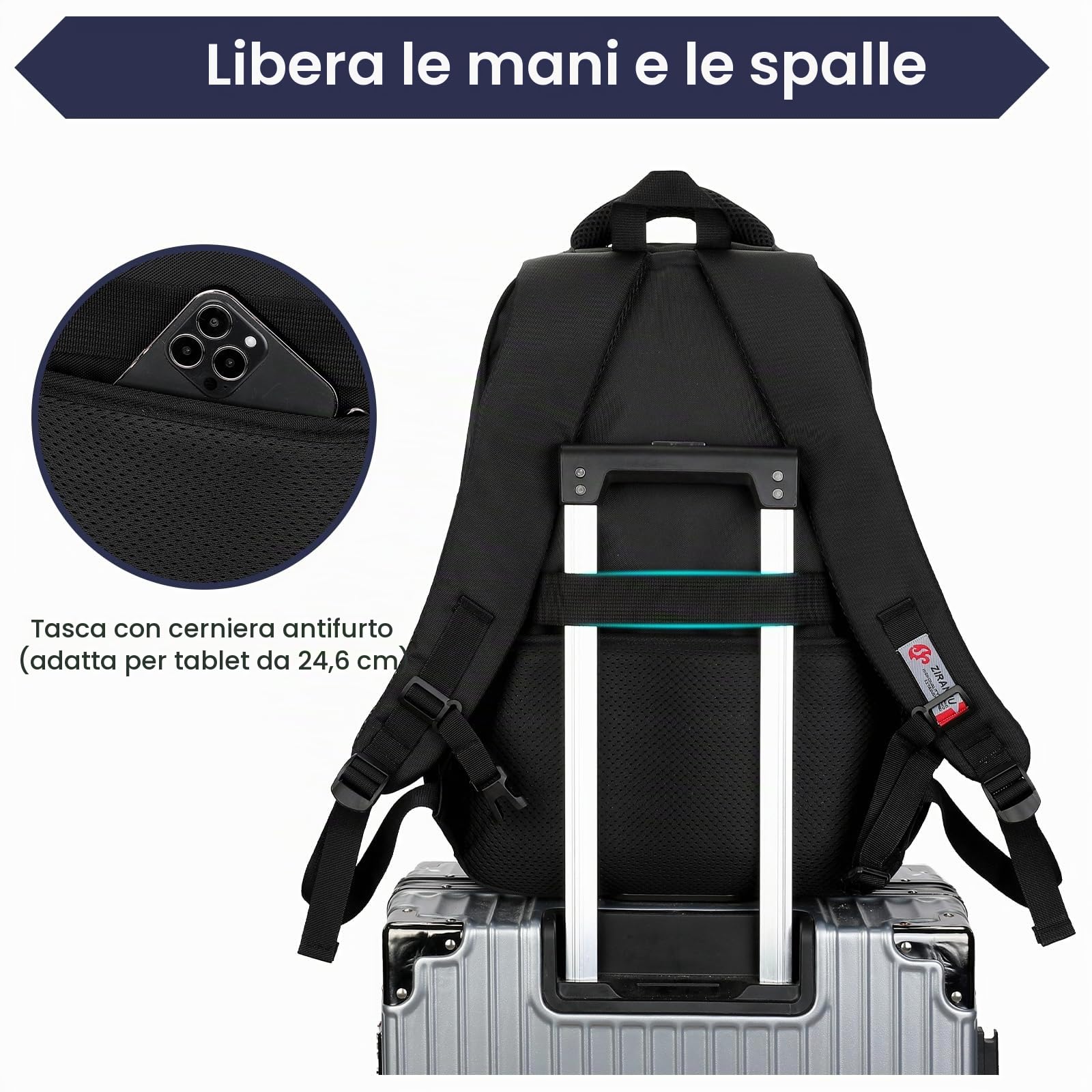 Amythe Zaino Scuola Media e Superiore per Adolescenti- Zainetto Casual da Uomo Moda Zaini Porta pc, Borsa Scuola Elementari per Ragazzi Ragazze dai 10 Anni in su -Nero