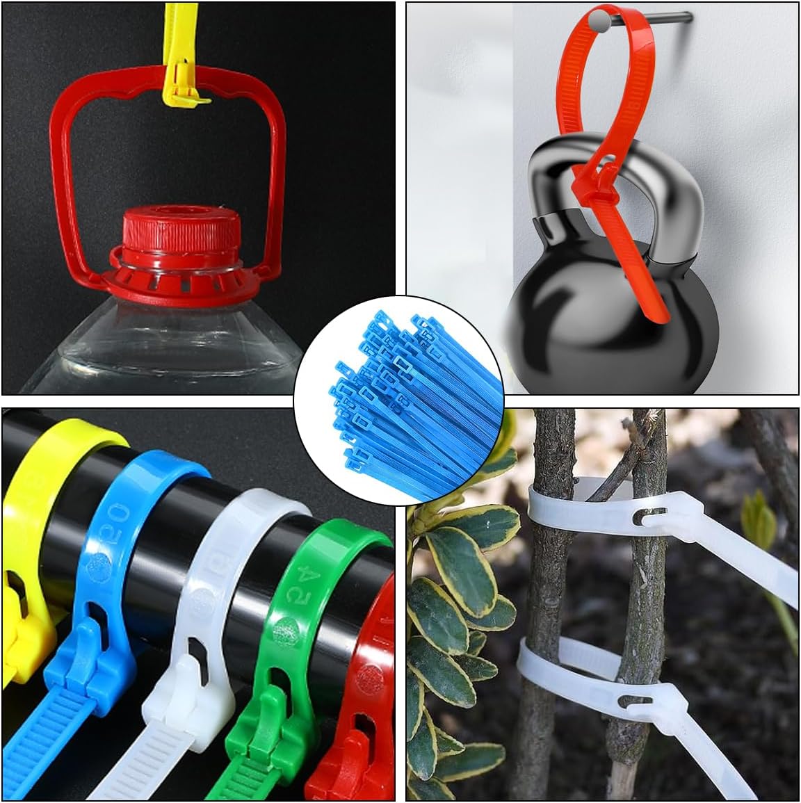 250 Count 10 Inch Reusable Cable Ties Blue ?Heavy Duty Releasable Zip Ties, 36 LBS for Electronics, Gardening, and Multi Purpose Bundling