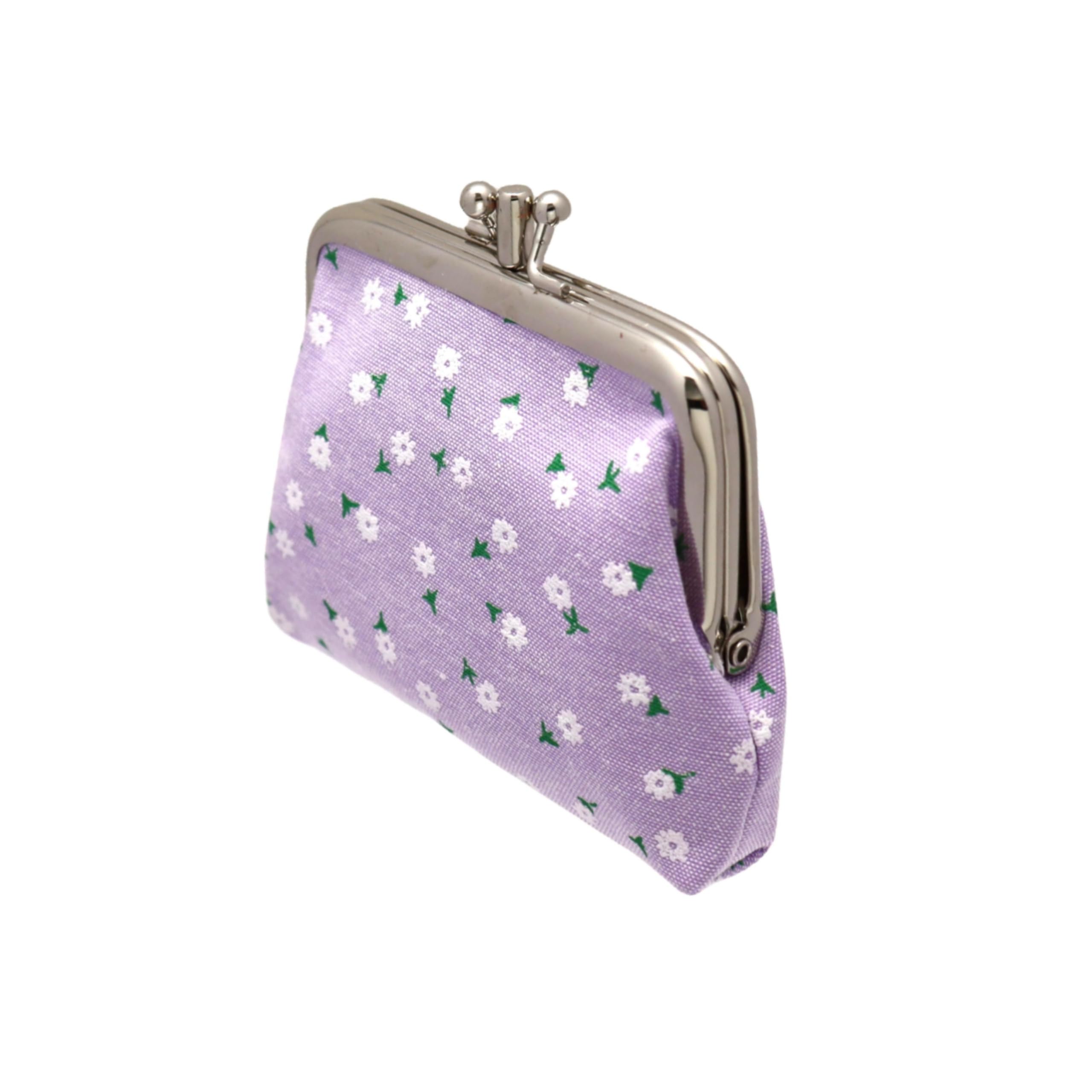 Coin Purse Vintage Bag Lock Wallet Buckle Kiss Lock change purse change holder wallet coin Canvas cotton coin purse (A purple)