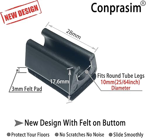 Miniatura 8 de Tapas de puntas de patas de silla en forma rectangular con almohadillas de fieltro, protectores de patas de muebles se deslizan suavemente, sin