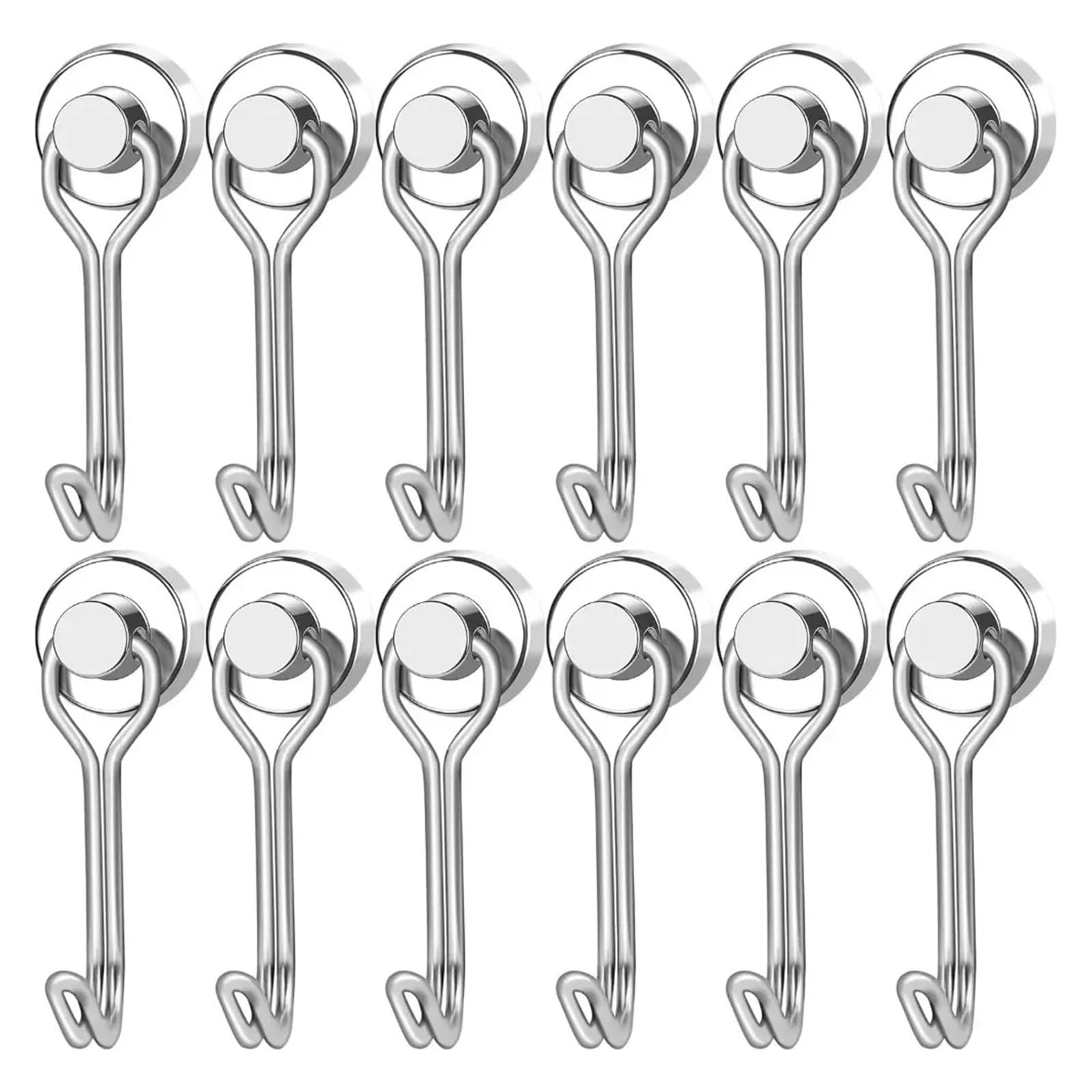 Genérico 20 ganchos magnéticos negros Cruis de alta resistencia neodimio tierras raras, imanes extra fuertes con gancho, compatibles for colgar, R(20pcs-silvery)