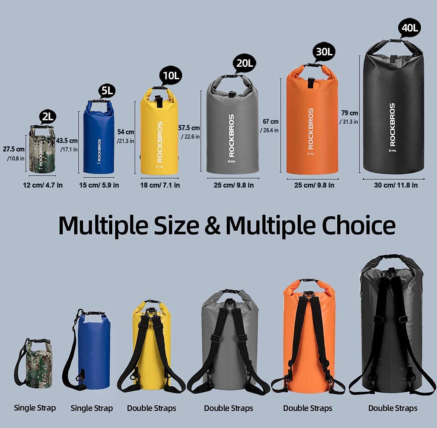 ROCKBROS Waterproof Dry Bag, 2L Combo Dry Sack, Lightweight Dry Bag Rucksack Waterproof Bags Perfect for Kayaking/Boating/Canoeing/Fishing/Rafting/Swimming/Camping (2L, Blue) - Image 4