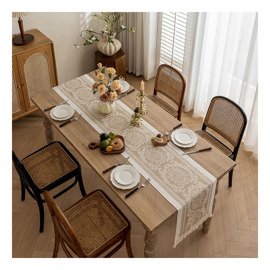 NIUSABOU Kitchen Dining TableDecoration, Farmhouse Table Runner Coffee Cover Multicolor Multiple Sizes(Brown-d,35x300cm(13.7x118.1in))