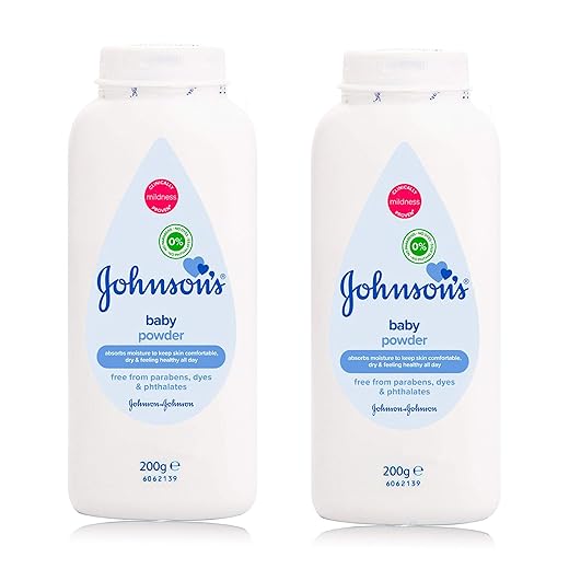 Johnson’s Baby Talcum Powder Multipack of 2 | Clinically Proven Talc for Newborn Delicate Skin | Leaves Skin Soft and Smooth | 2 x 200g
