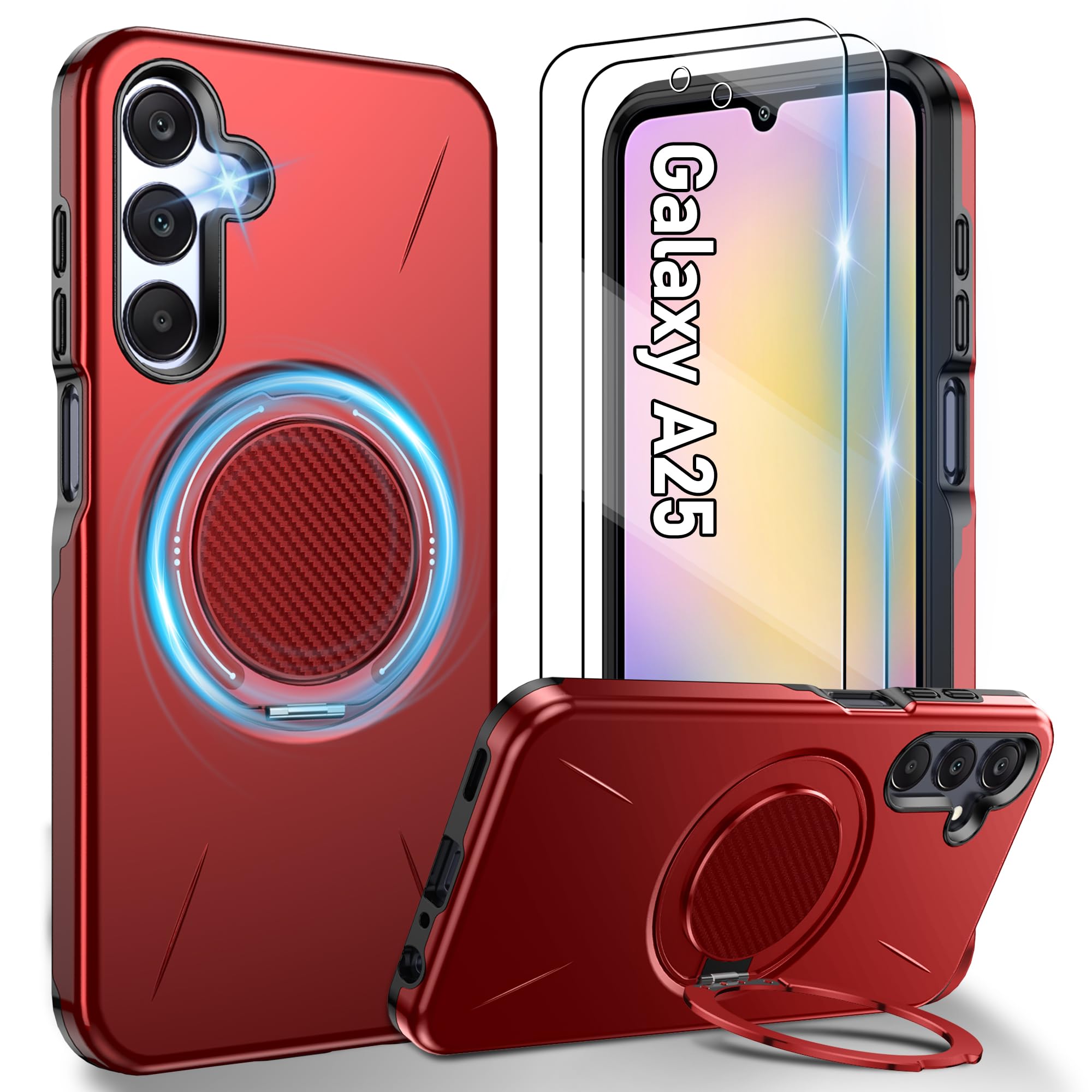 Gritup für Samsung S Serie Gehäuse [Kompatibel mit MagSafe Zubehör]: 2 Stück HD-Bildschirmschutz, eingebauter Kickstand, Dual Layer Stoßdicht, Kamera Guard, Samt Touch