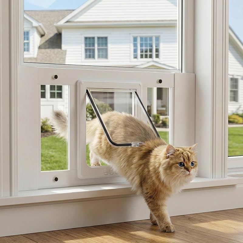 Porta para Gatos em Janela com Estrutura de Alumínio e 4 Modos de Travamento ALLOYNIX 24–27 polegadas