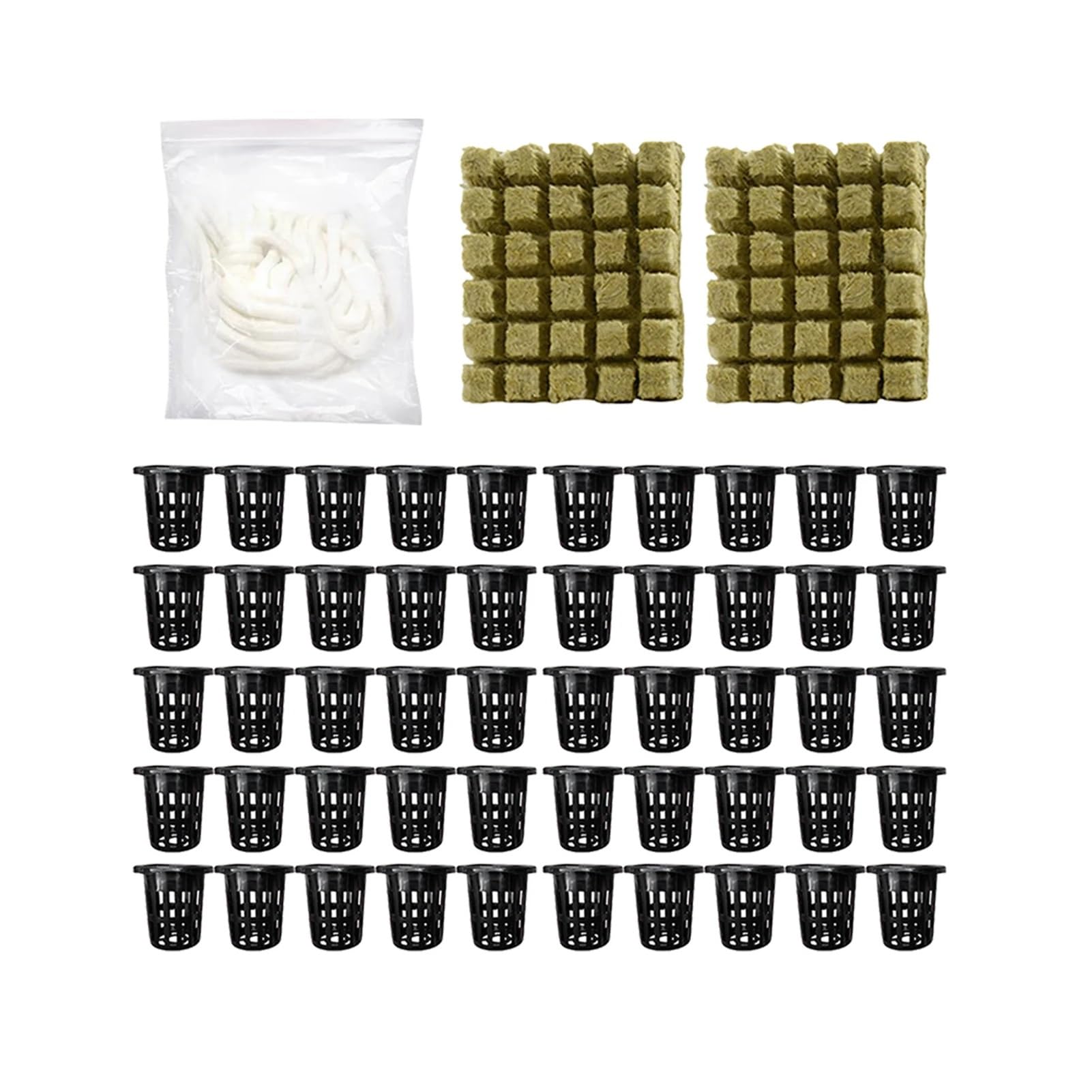 Kostki do uprawy roślin z wełny， Akcesoria Zestaw hydroponiczny DIY Kubki szczelinowe Uprawa roślin Wielofunkcyjny ogród domowy(White 50pcs)