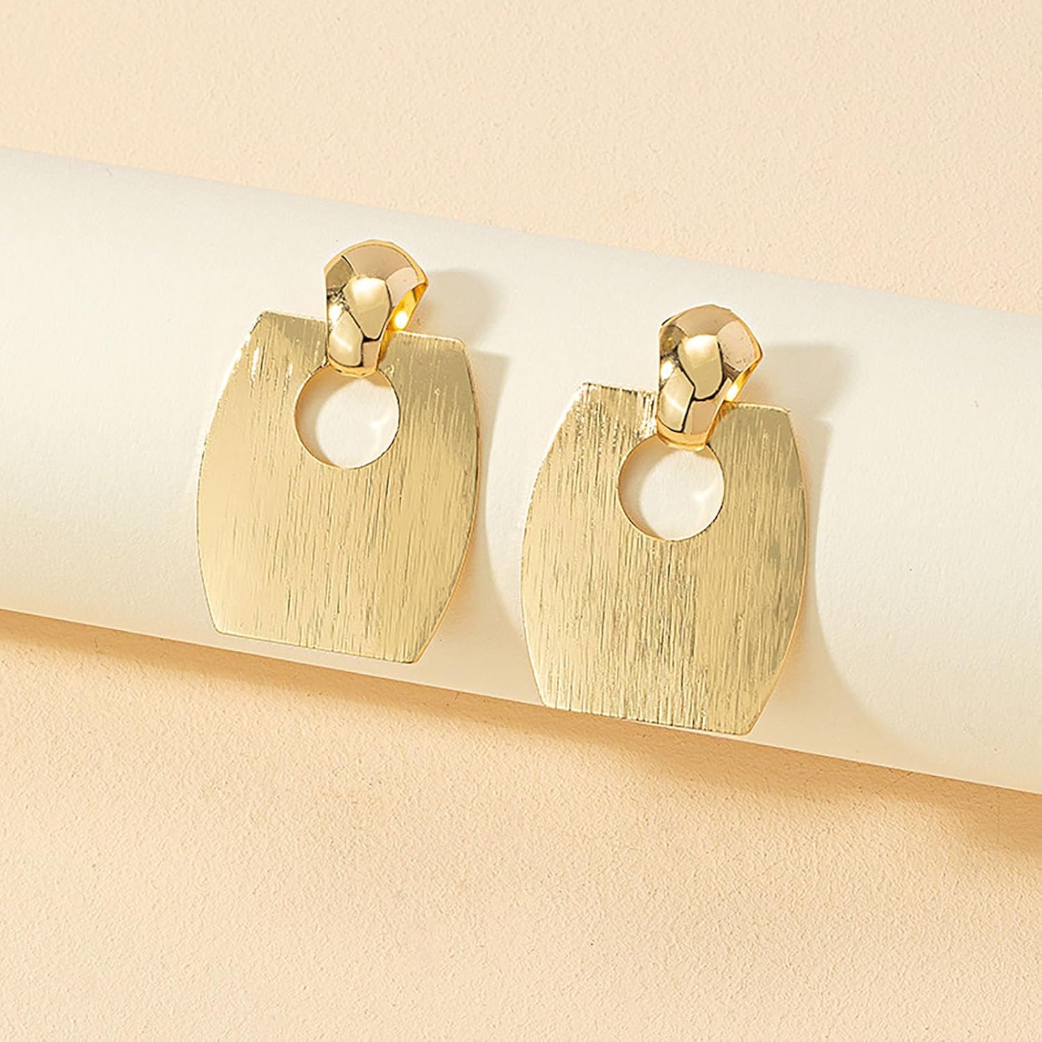 Geometric Rectangle Earrings Gold Statement Earrings Gold Stud Earrings Chunky Square Earrings Geometric Dangle Earrings Earring Jewelry for Women - Image 6