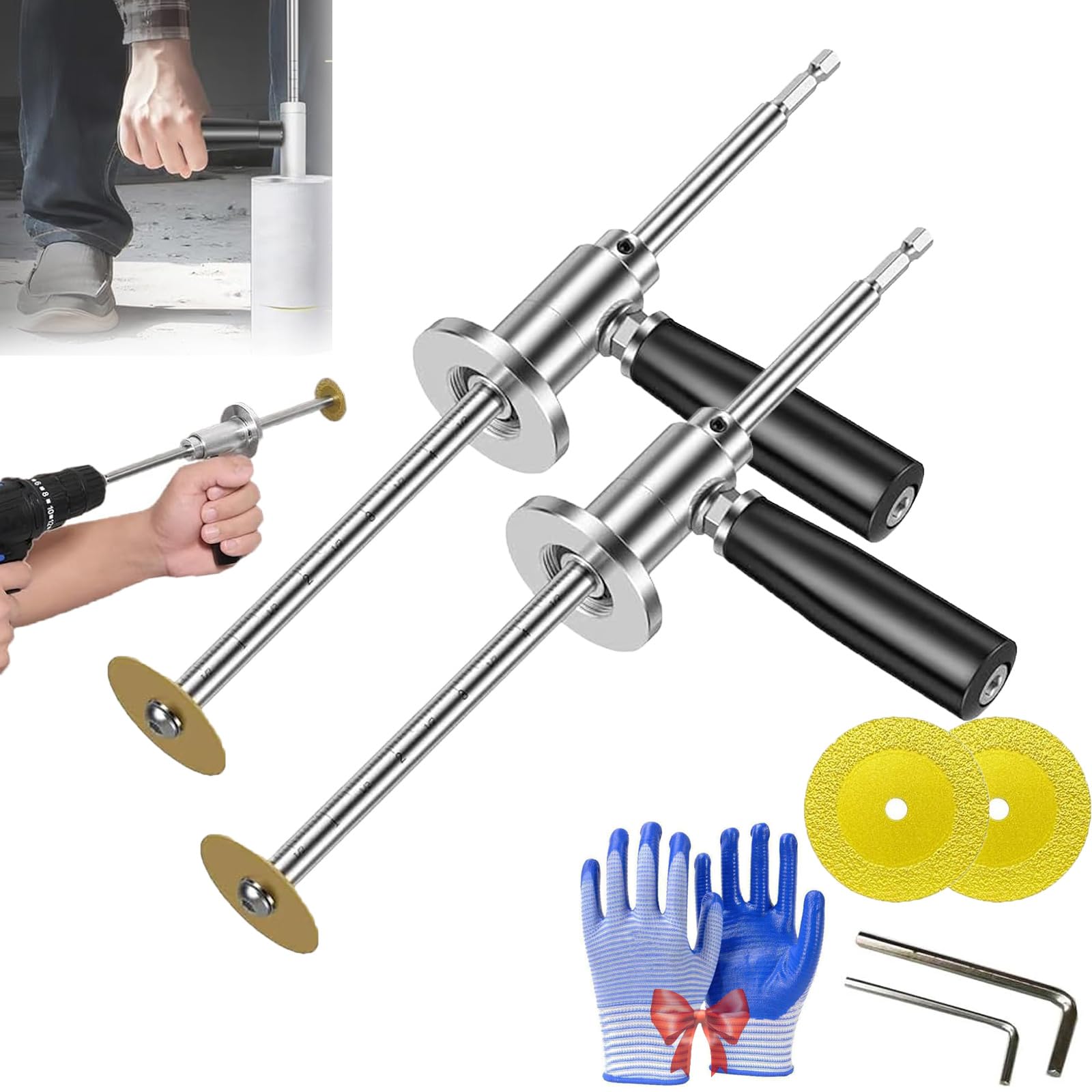 Inside Pipe Cutter for PVC Pipe, Steel Pipe Cutter with Diamond Grit Cutting Wheel and Handle, Steel Inside PVC Pipe Cutter, Inside PVC Pipe Cutter Fit for 1-1/2 to 8 Inch (2Set)