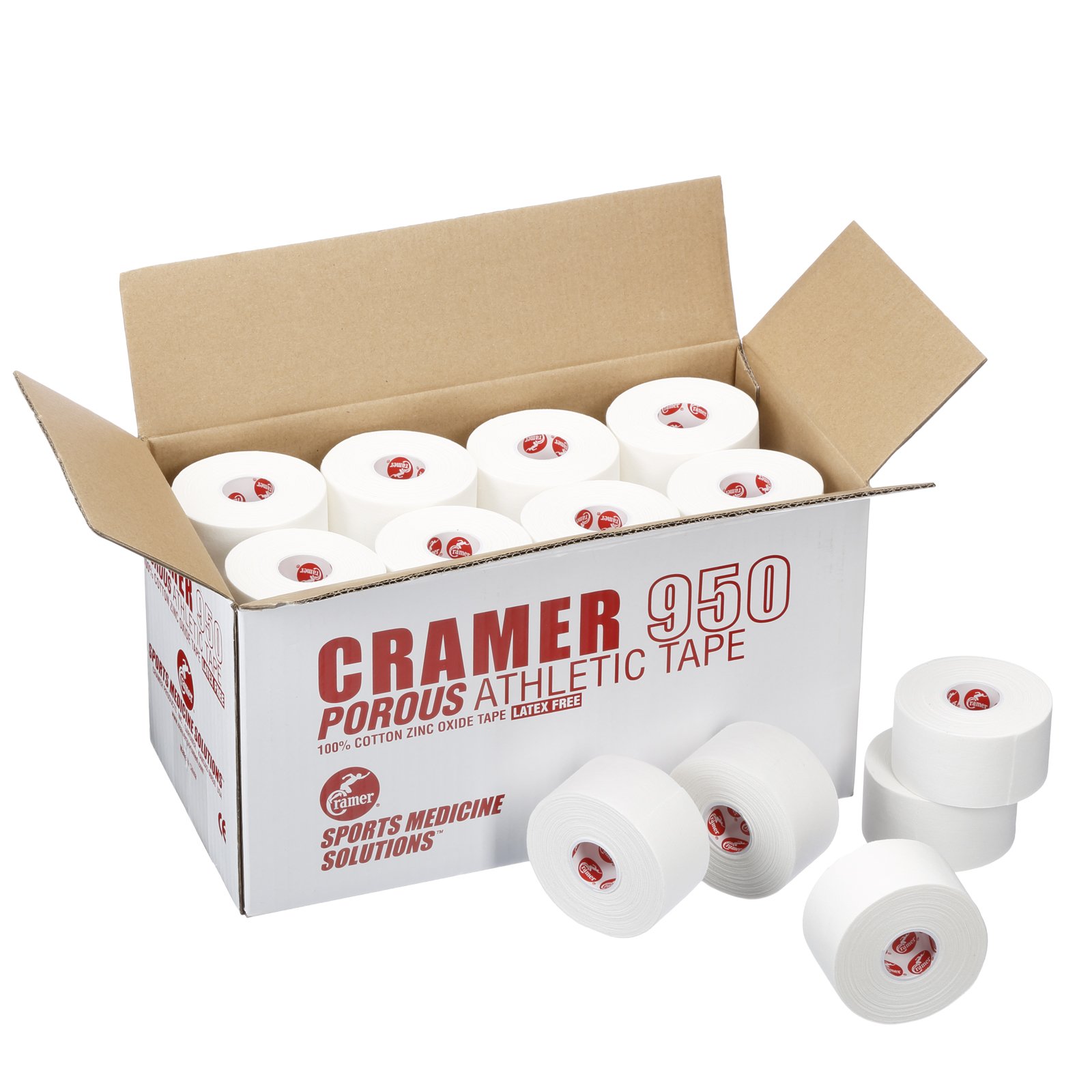 Cramer 950 Premium White Athletic Tape for Ankle, Wrist, and Injury Taping, Helps Protect and Prevent Injuries, Promotes Faster Healing, Athletic Training Supplies, Bulk Case of AT Tape, White
