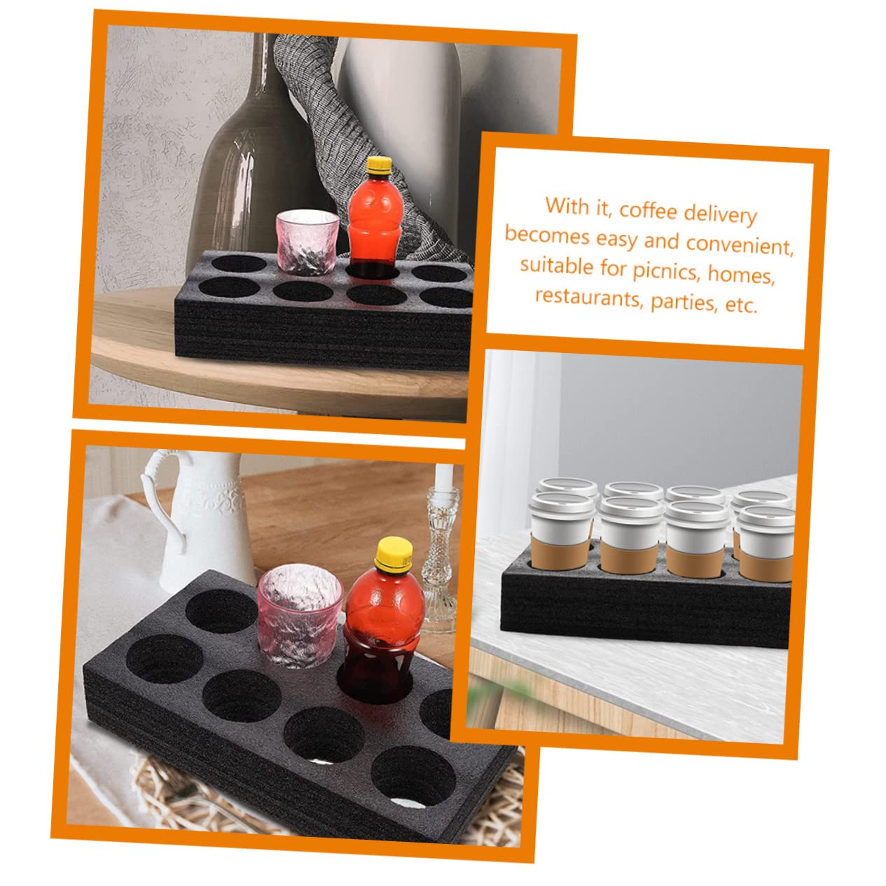 UPKOCH 2pièces Porte-gobelets Mousse Pour Boissons Emplacements Plateau De Transport Pour Tasses à Café Et Bouteilles