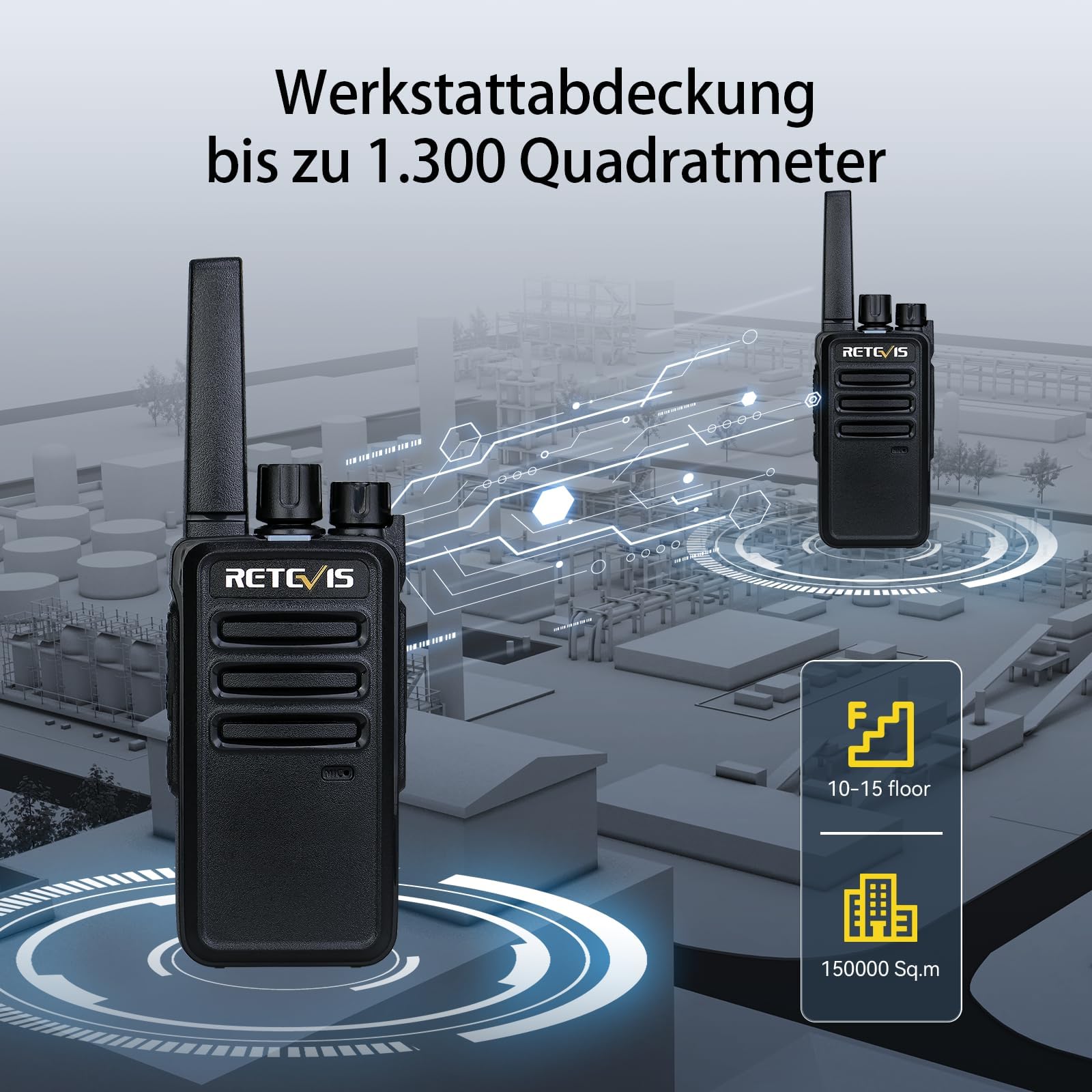 Retevis RT668 Talkie Walkie, avec Chargeur 6 Voies, Écouteurs, Talkie-walkie avec oreillette,1200 mAh, VOX, Robuste, Money Walkie pour Fabricant, Entrepôt, Sécurité (Noir, 6 Pièces)