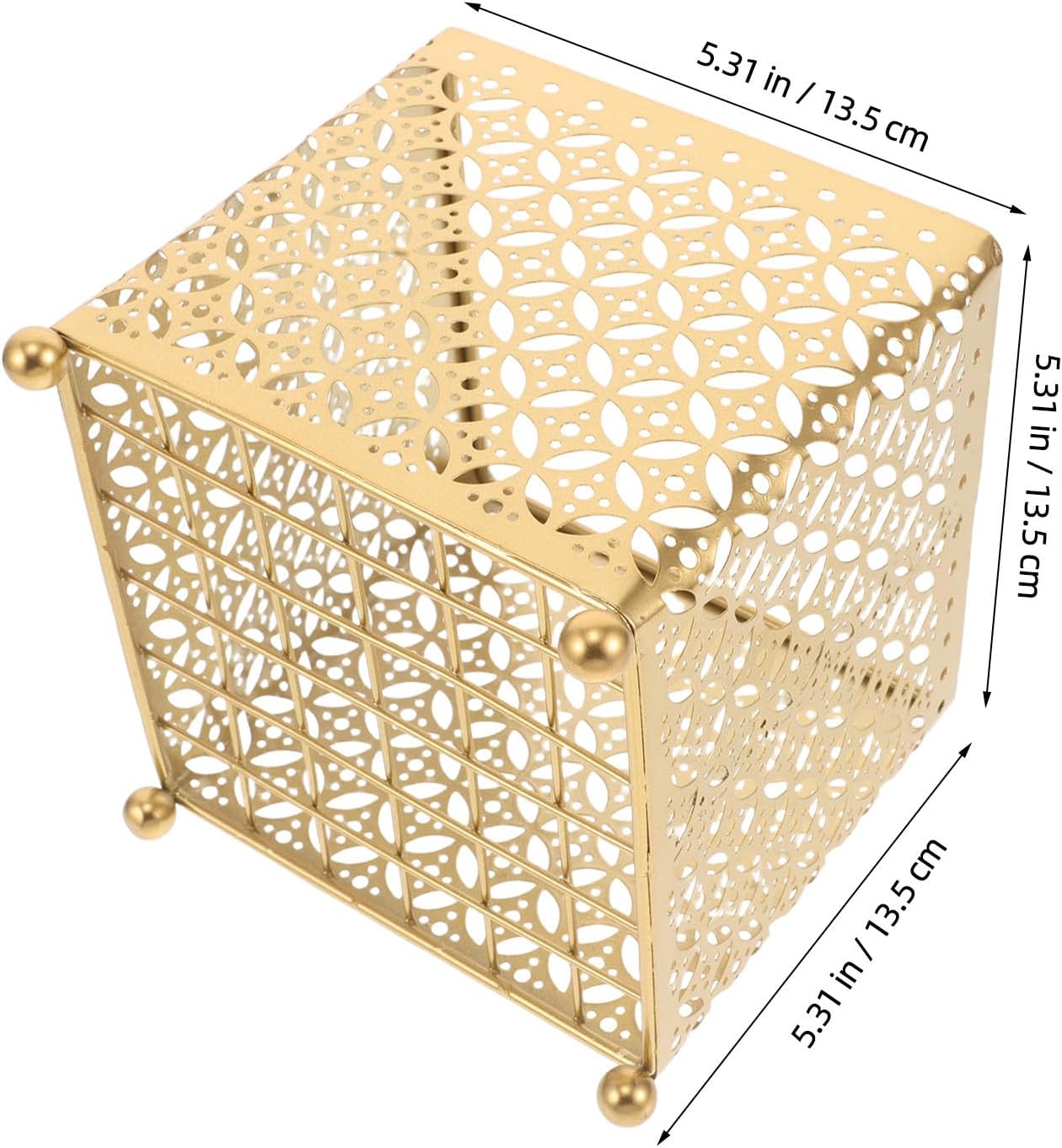 Farmhouse Metal Makeup Storage Organizer for Vanity with Large Capacity, Practical Iron Wire Basket in Golden Color, Decorative and Multifunctional Storage for Bathroom and Bedroom image 2