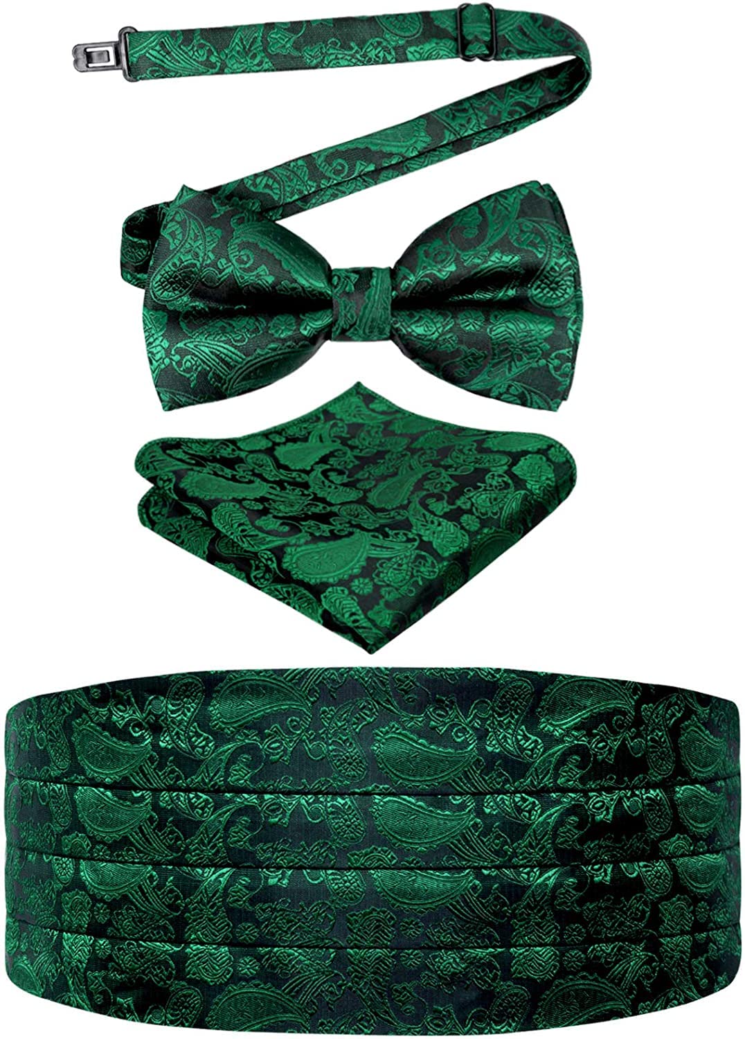 AlizealMulticolored Silk Solid Cummerbund for Mens Gift Bow Tie Set