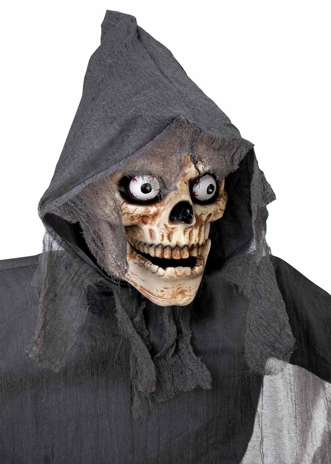 P'TIT CLOWN - 22335 - Automate Squelette Géant Halloween 180 cm - Animatronique Halloween Animatronic - Décoration Animée, Sonore et Lumineuse avec Détecteur de Présence - Alimentation Secteur