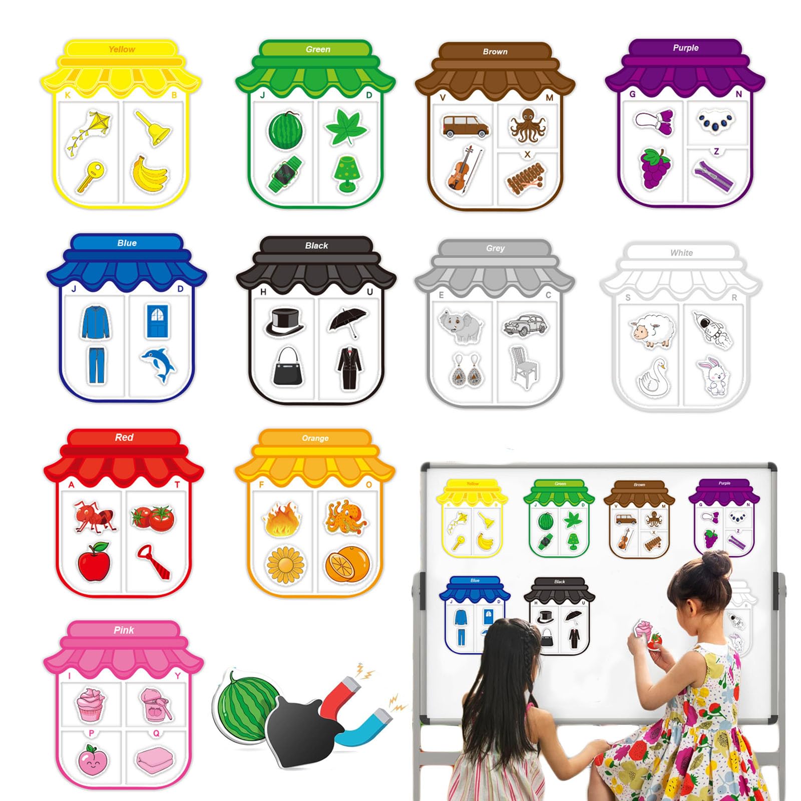 Montessori-Inspired Magnetic Stickers for Creative Learning, Montessori Magnetic Stickers, Fridge Magnets for Toddlers 1-3, Color Craft Magnets, Magnetic Color Sorting Set for Fridge, 11PCS/Set (1Set)