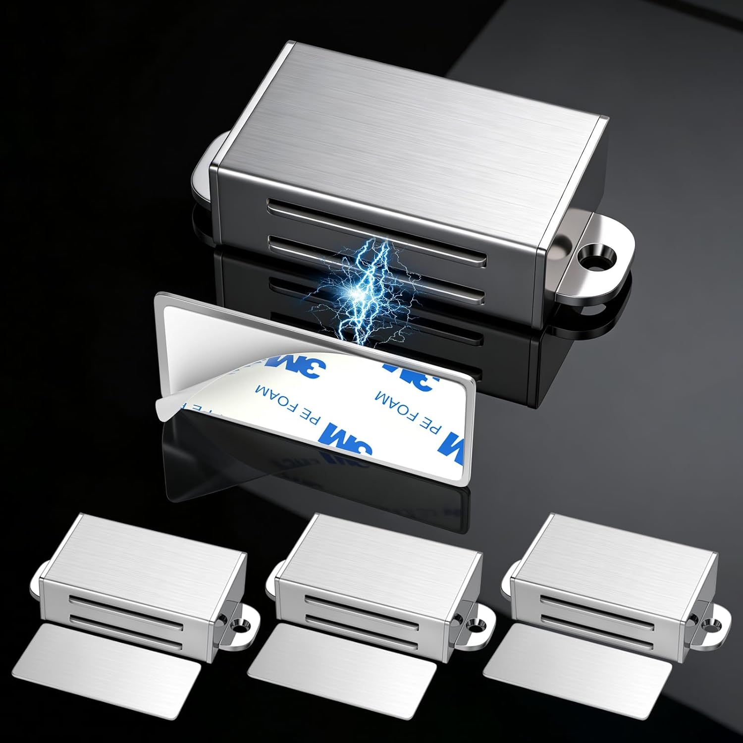 Cabinet Door Magnets Drawer Magnets Heavy Duty Magnetic Catches for Cabinet Doors 4 Pack Silver Magnetic Catches for Cabinet Doors & Drawers Strong Drawer Magnets