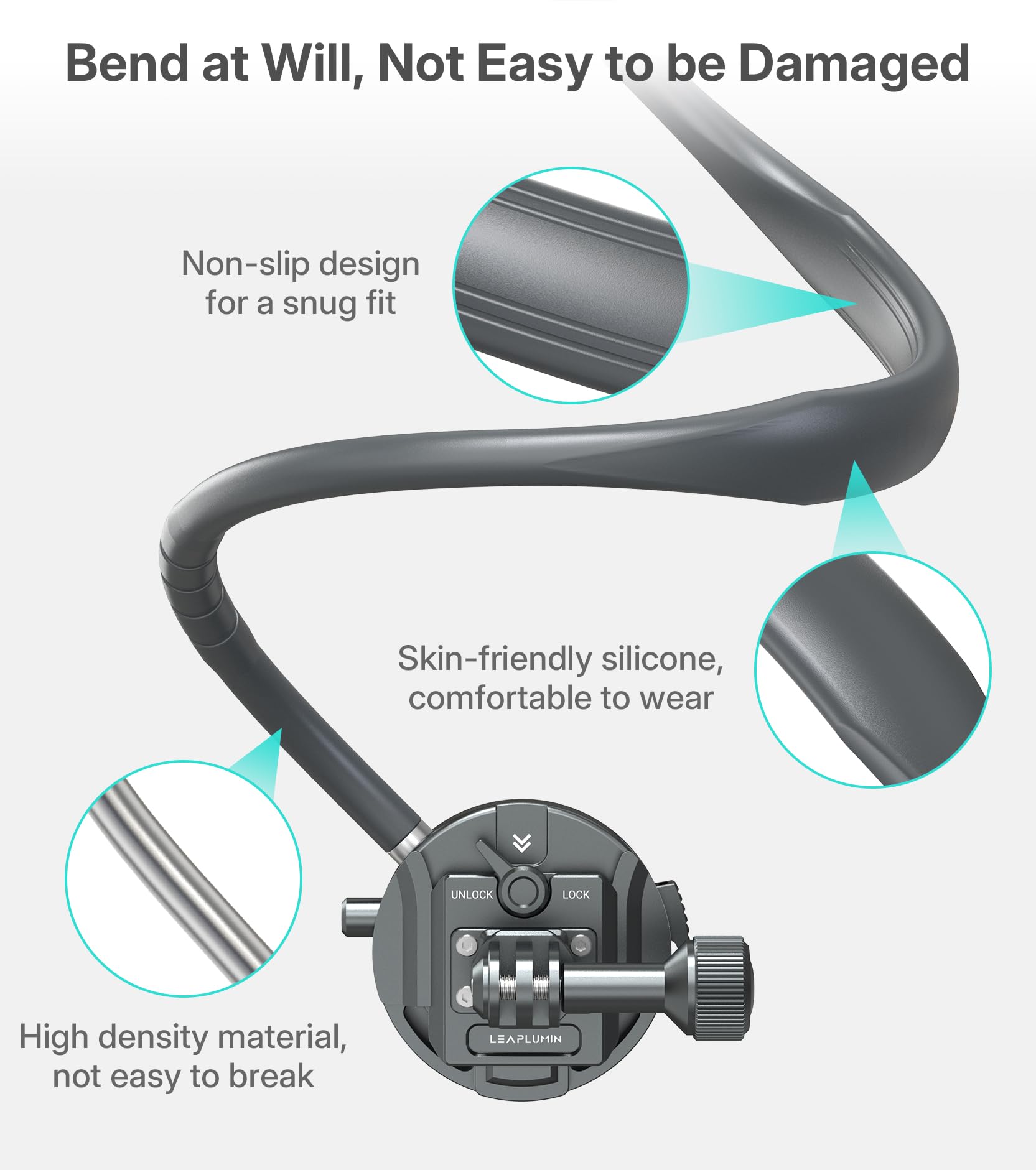 Pro POV Nackenstabilisator für Action-Kameras – Dual-Lock-Brusthalterungssystem mit Schnellschalterauslösung, ergonomisches Design für Skifahren/Vlogging/Abenteuerfilme