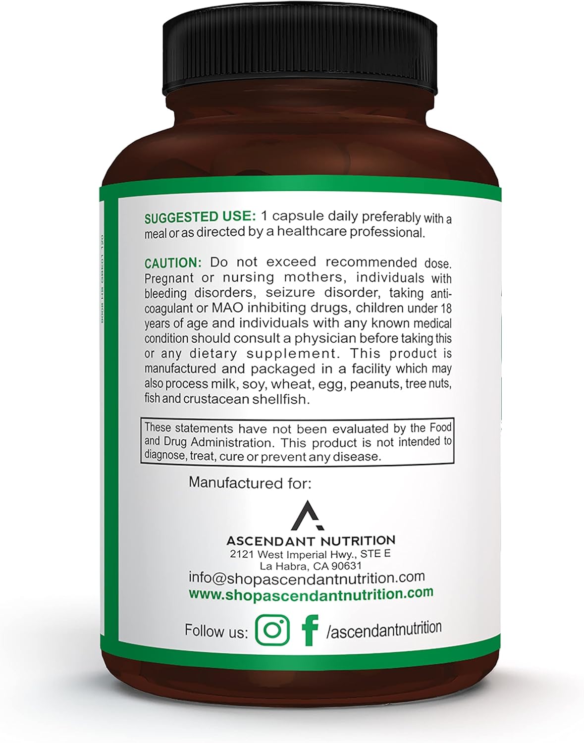 Ascendant Nutrition Ginkgo Biloba Herbal Supplements | Supports Brain Function and Sharpens Memory | Boosts Cognitive Speed | 120mg | 120 Capsules | Gluten-Free Ginkgo Biloba Leaf Extract | Non-GMO : Health & Household